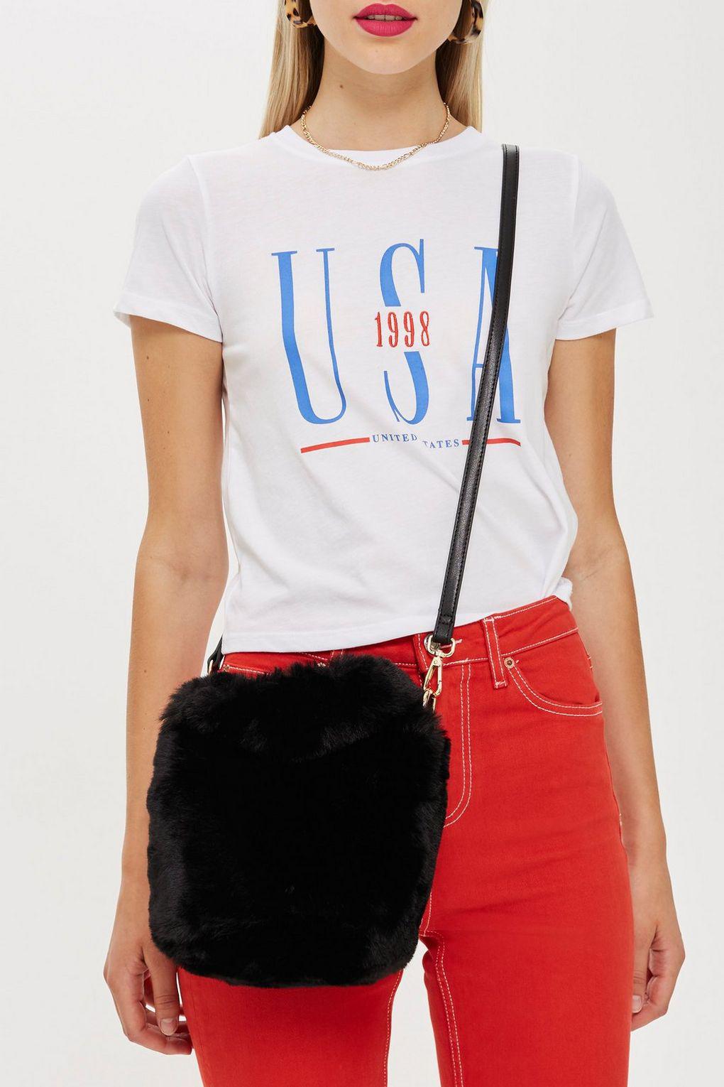 teddy faux fur bucket bag