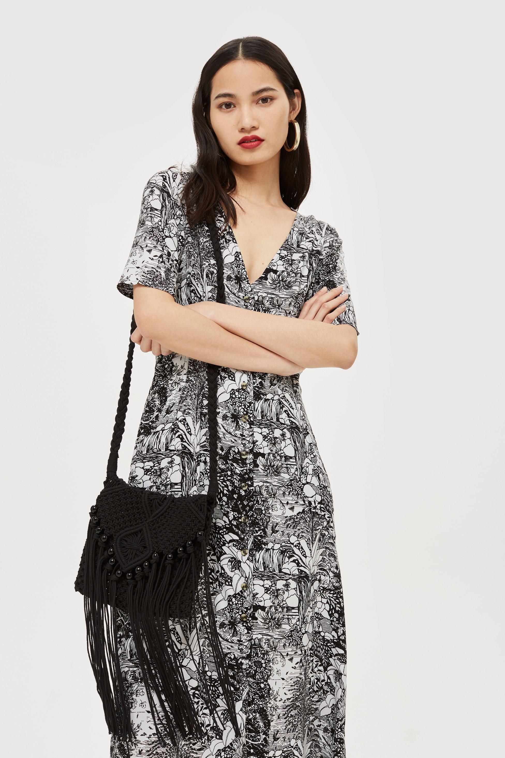 monochrome midi dress