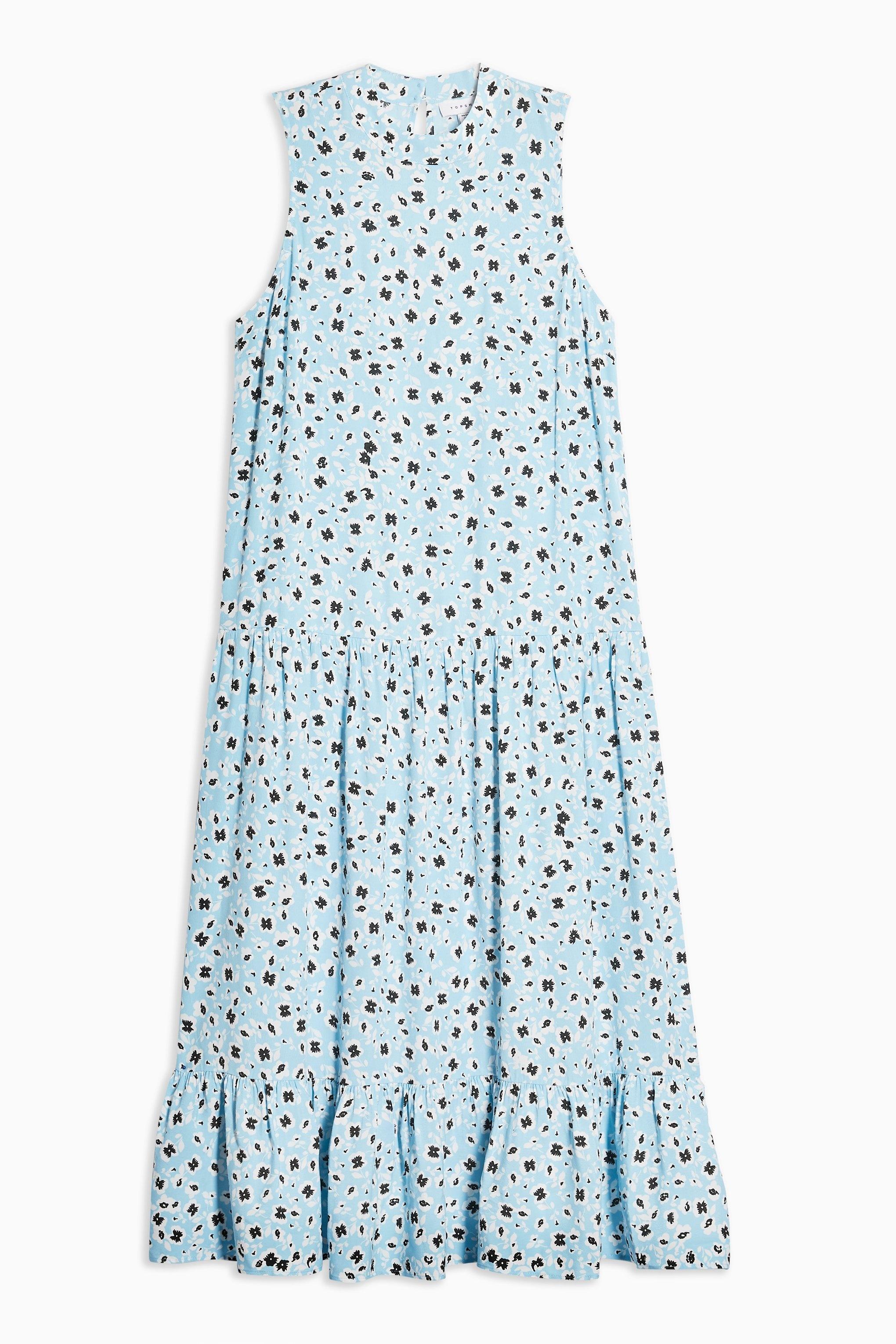 topshop blue floral sleeveless dress