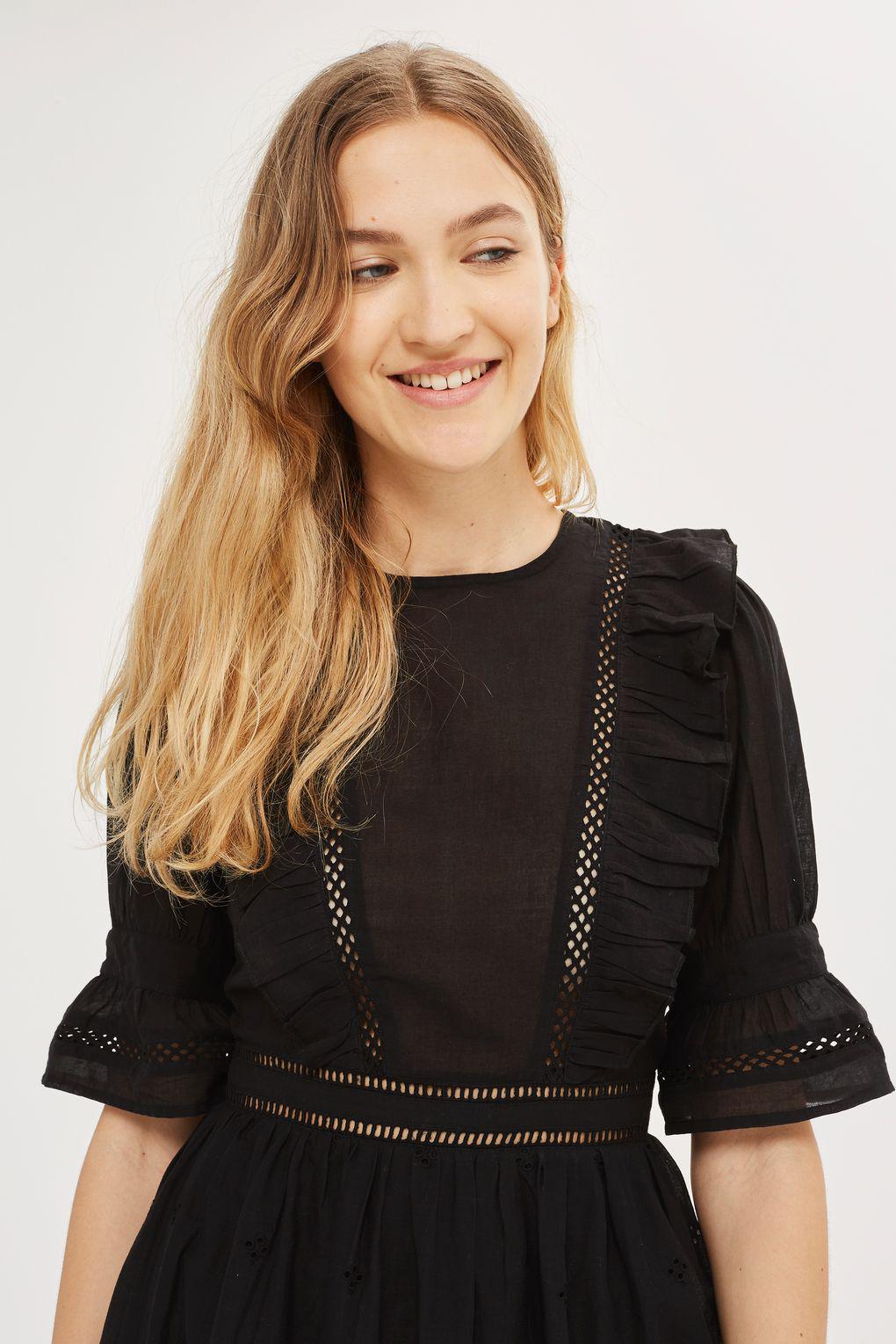topshop black broderie dress