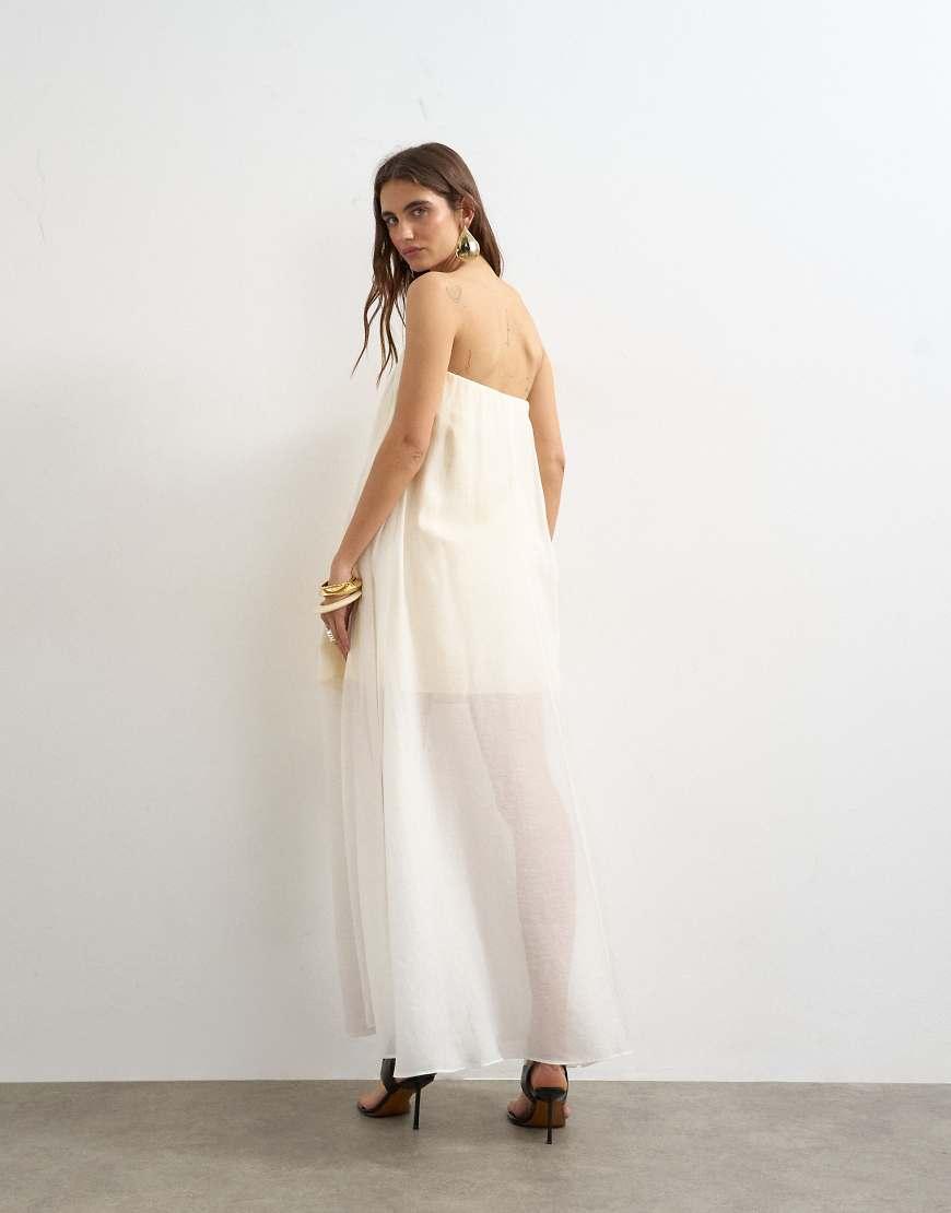 maxi dresses at topshop TOPSHOP Satin Stripe High Neck Sleeveless Maxi Dress