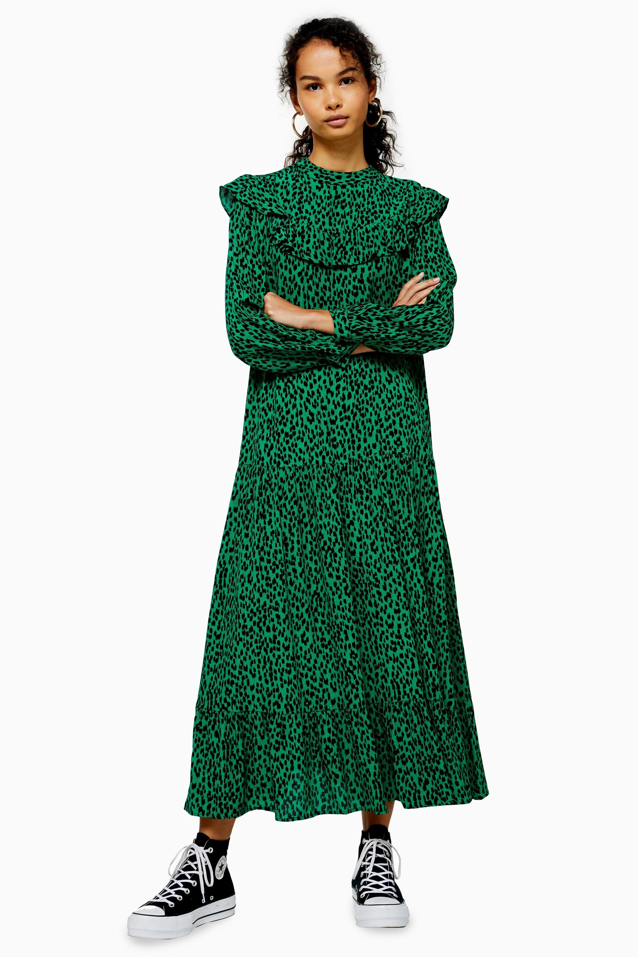 topshop green zebra dress