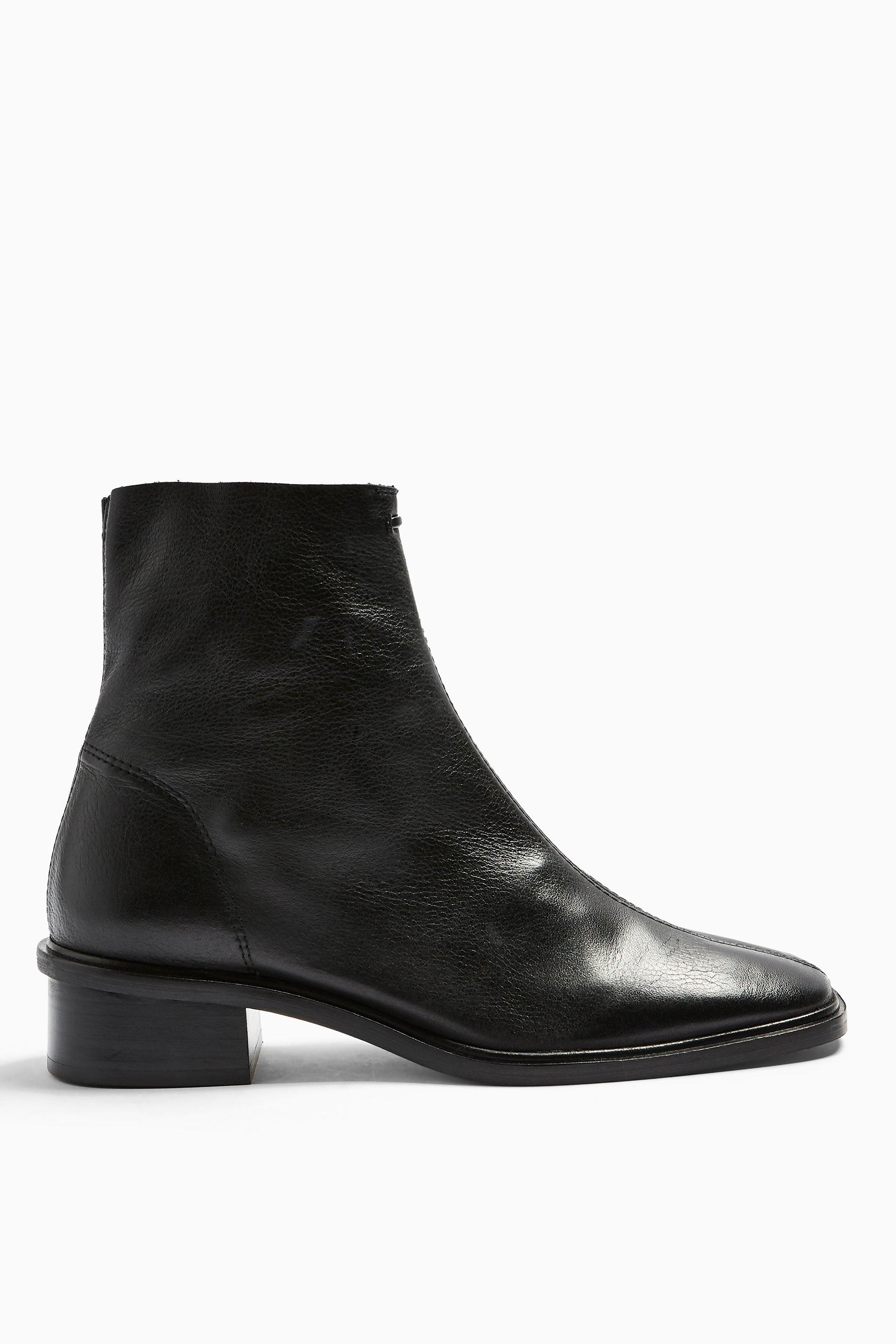 topshop black leather boots
