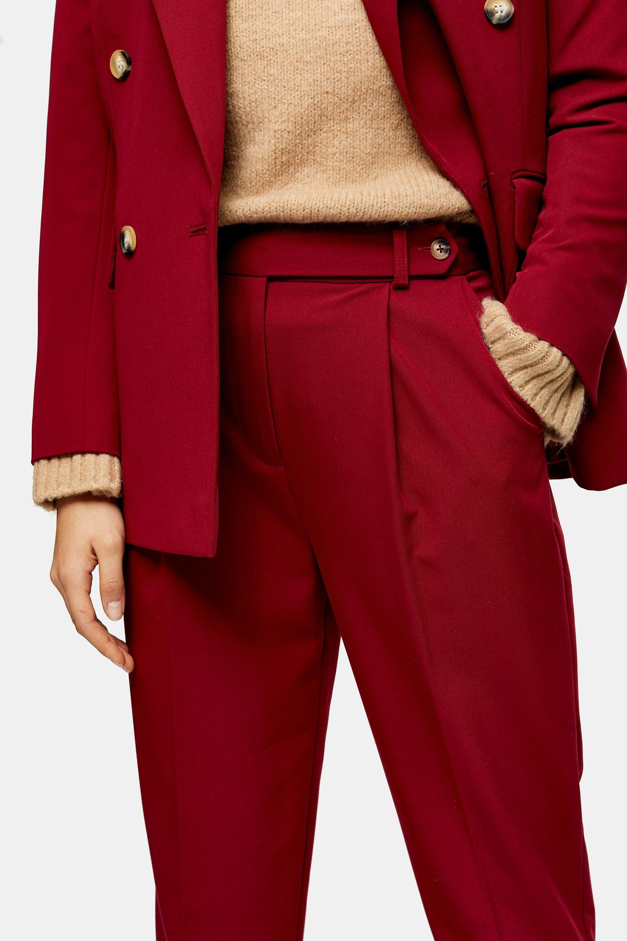 petite red trouser suit
