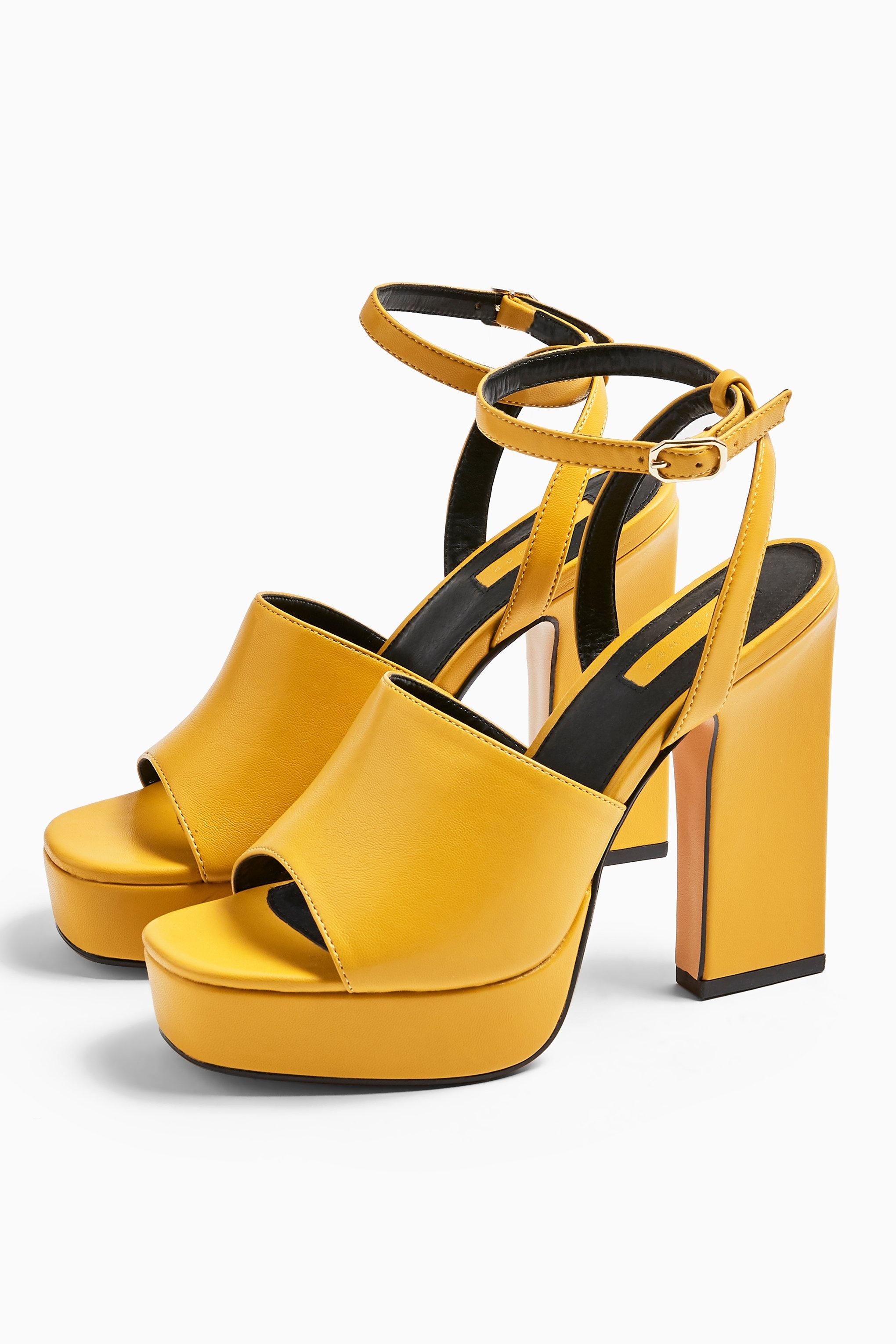 mustard platform heels