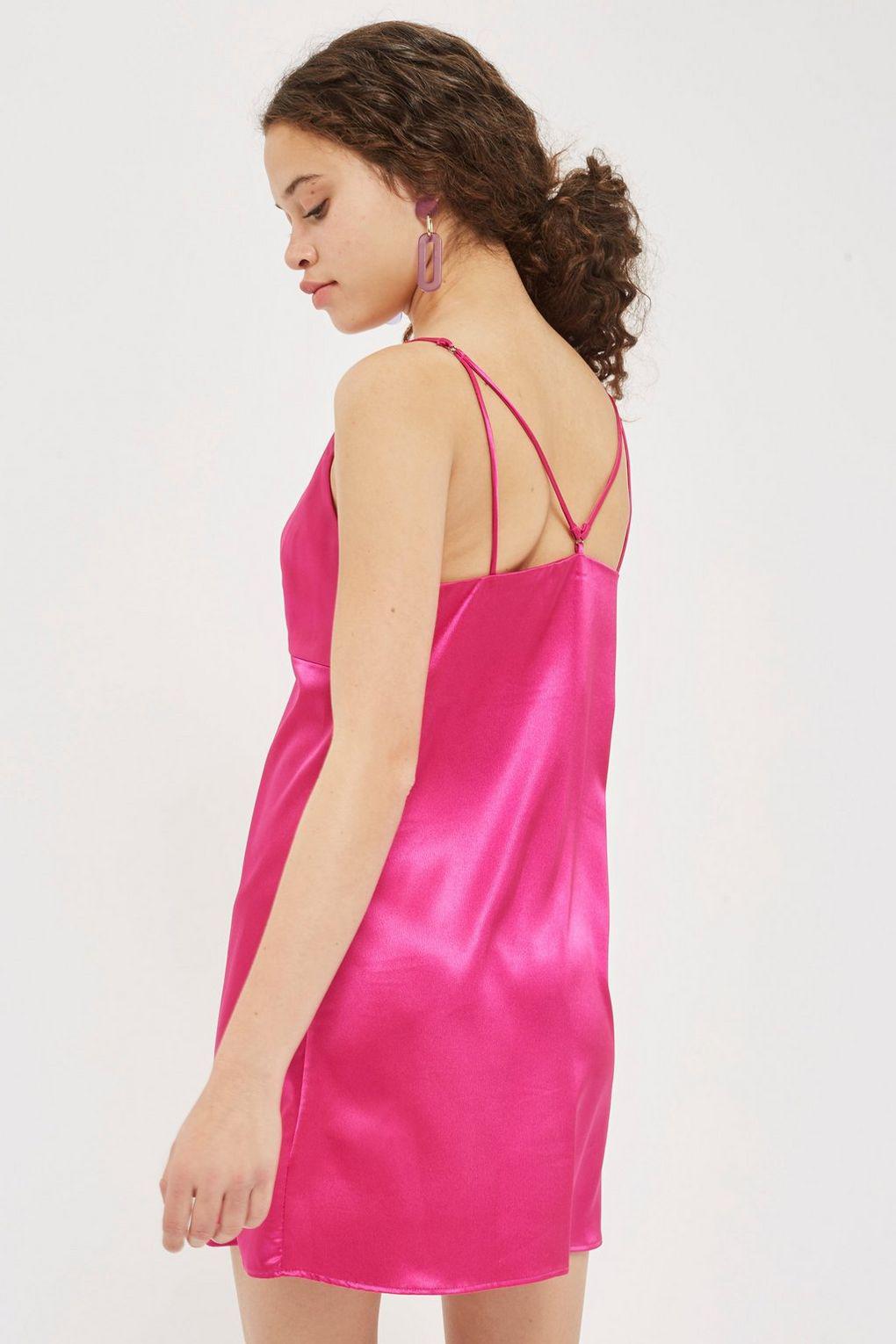 topshop pink silk dress