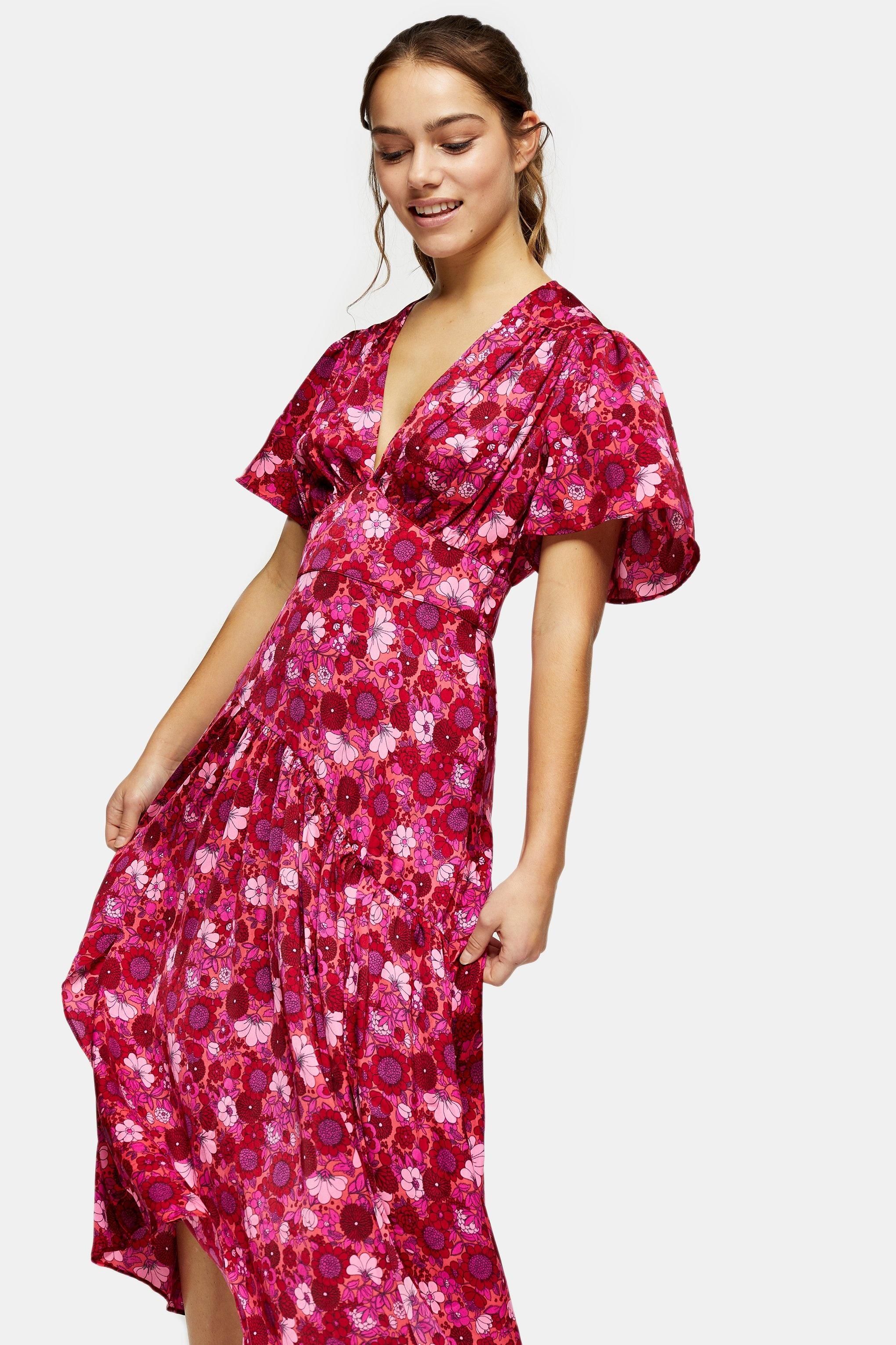 willow belted floral print midi dress