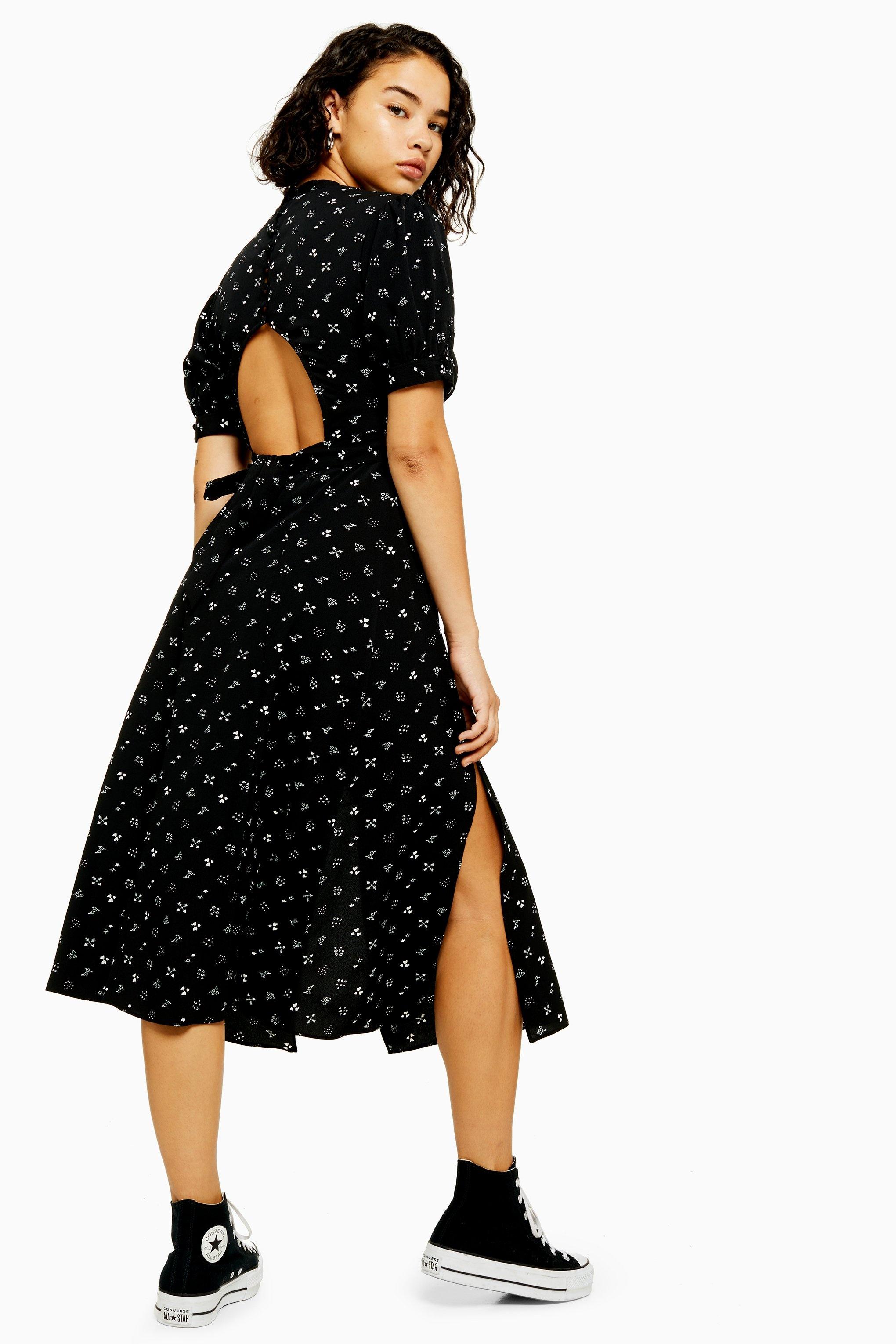 topshop black midi dress