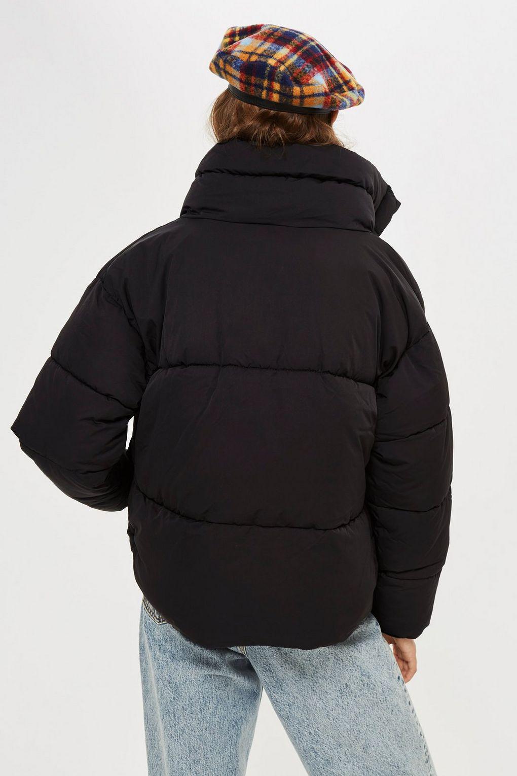 topshop black wrap puffer jacket
