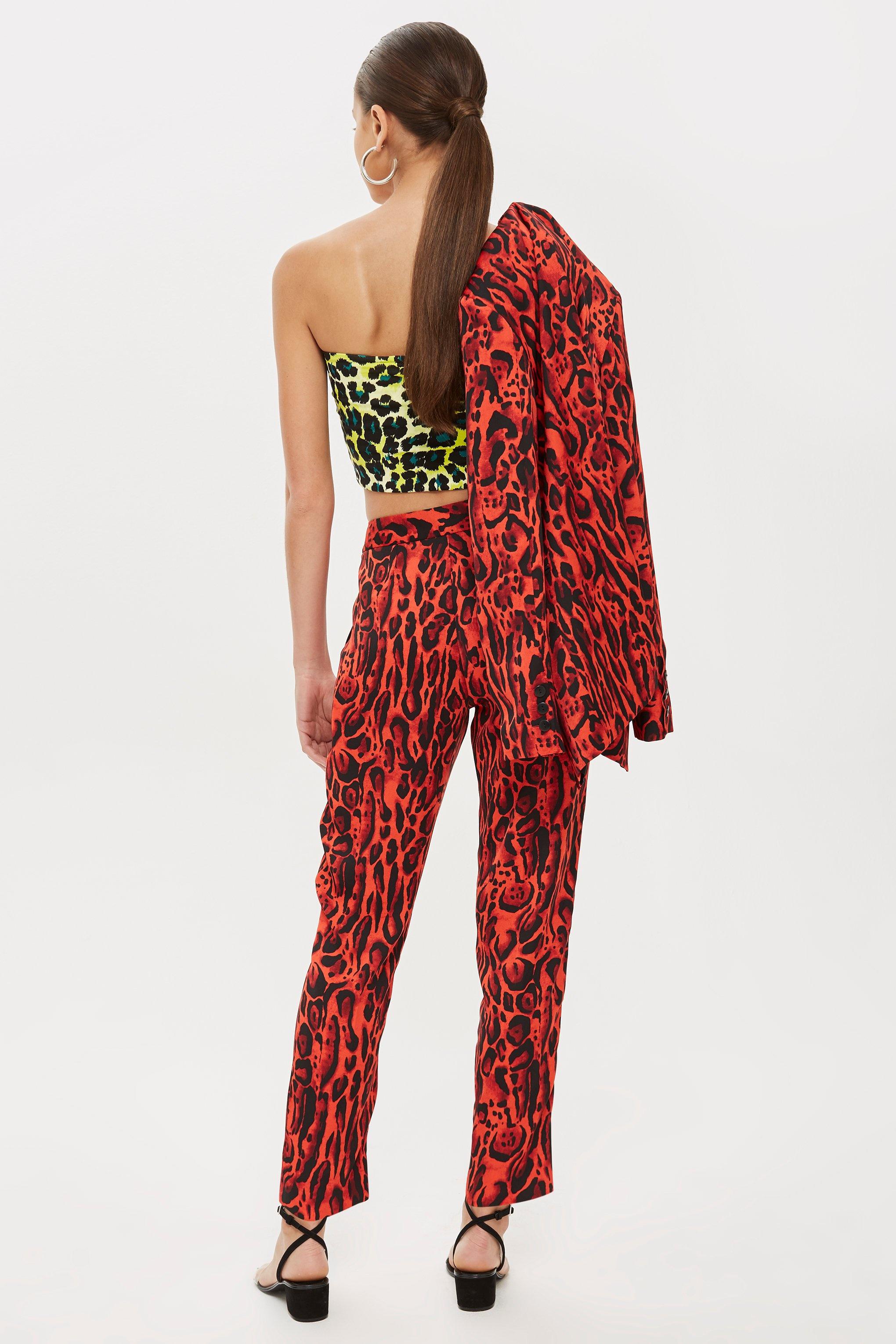 leopard pants with red stripe