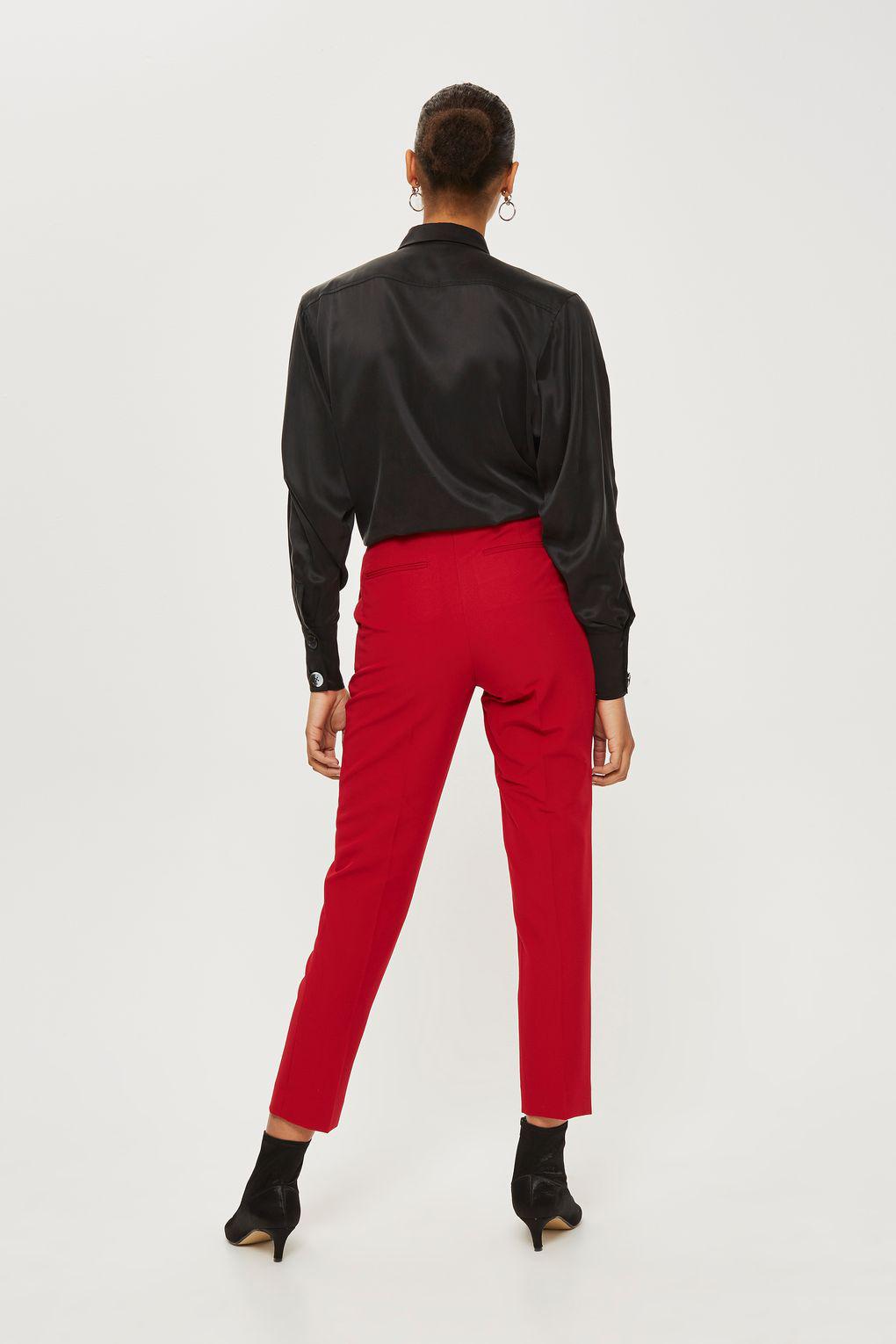 TOPSHOP Synthetic Suit Cigarette Trousers in Red - Lyst