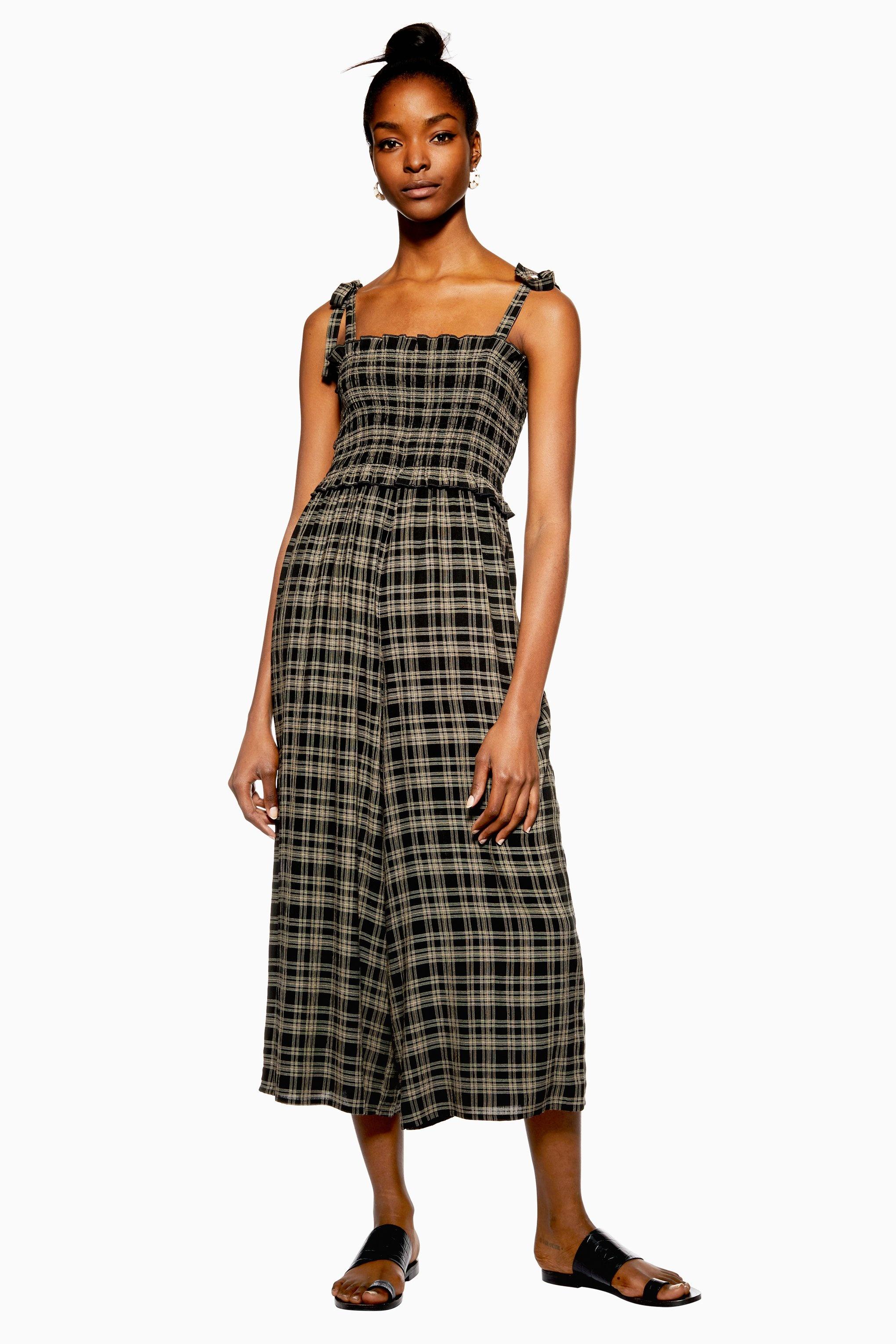 topshop check jumpsuit