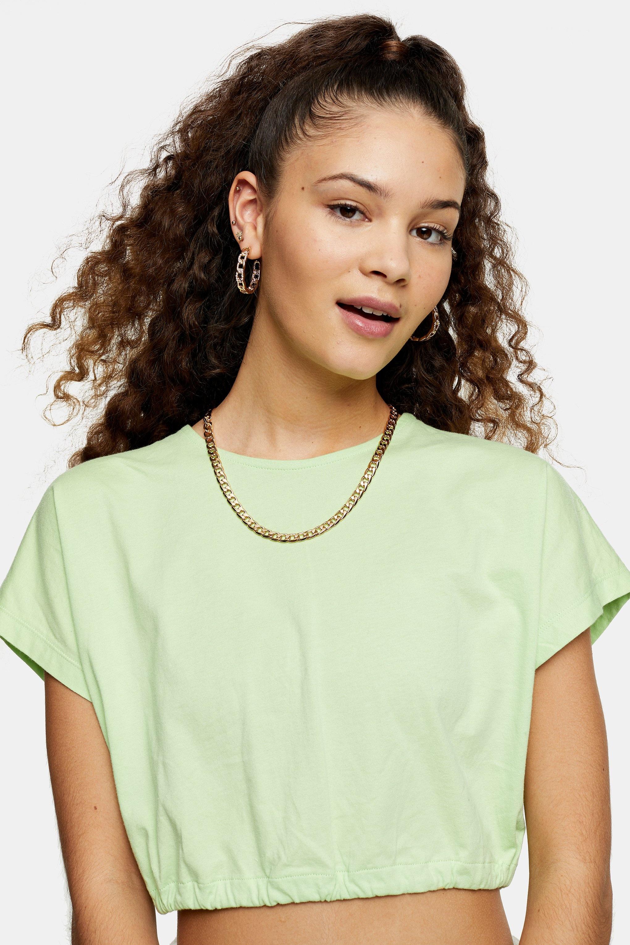 Cotton Green Bubble Hem Crop Top Lyst