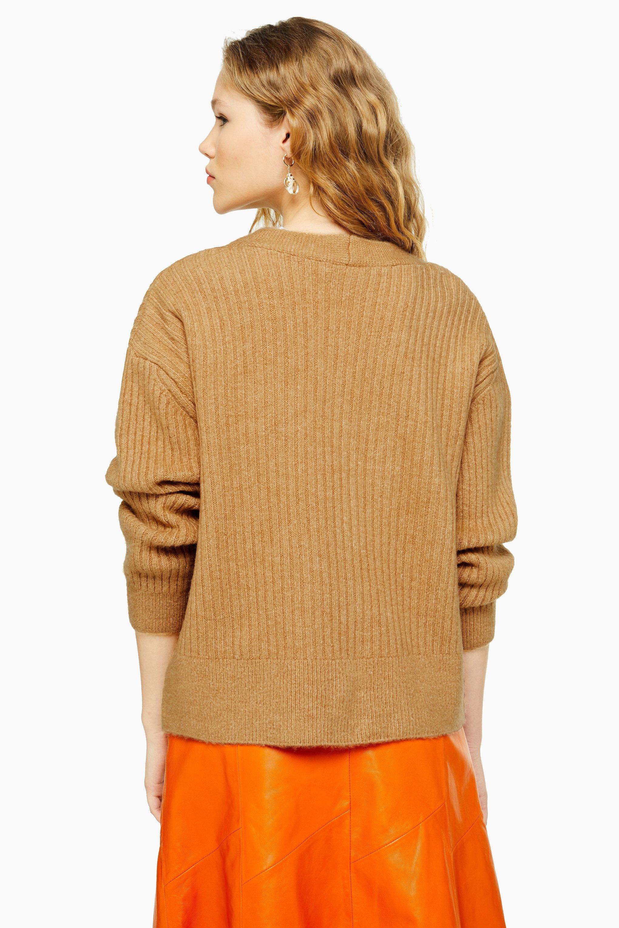 topshop camel knitted cardigan