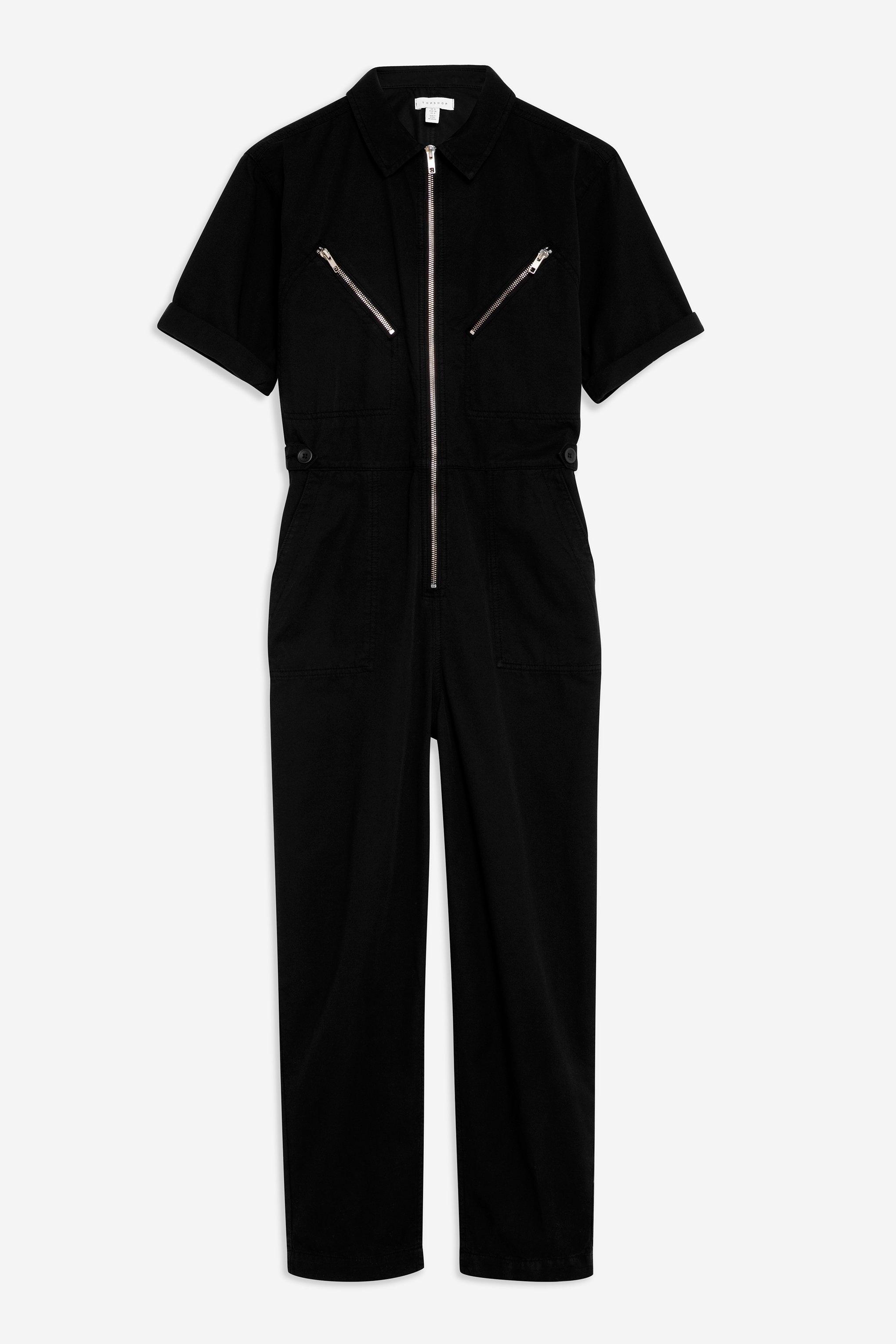 black short sleeve boiler suit