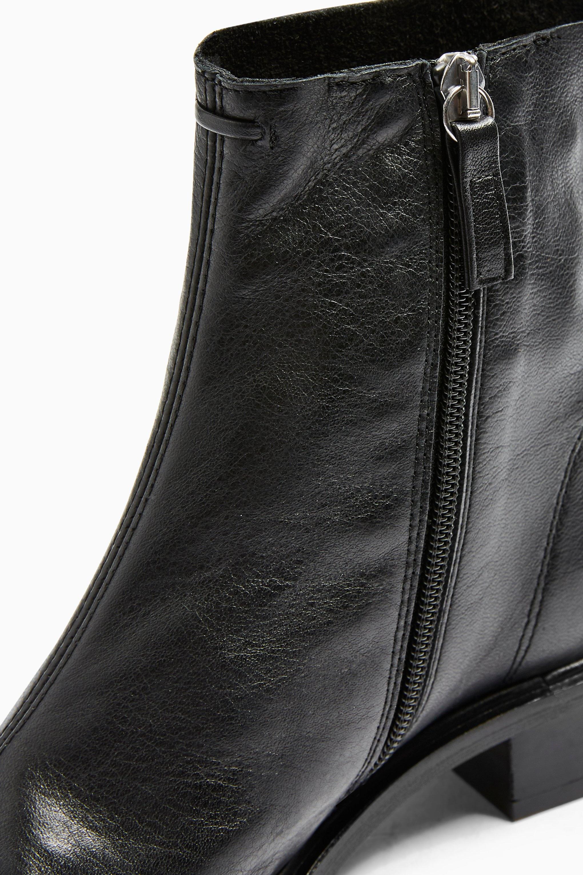 TOPSHOP Arrow Leatherflat Leather Boots 