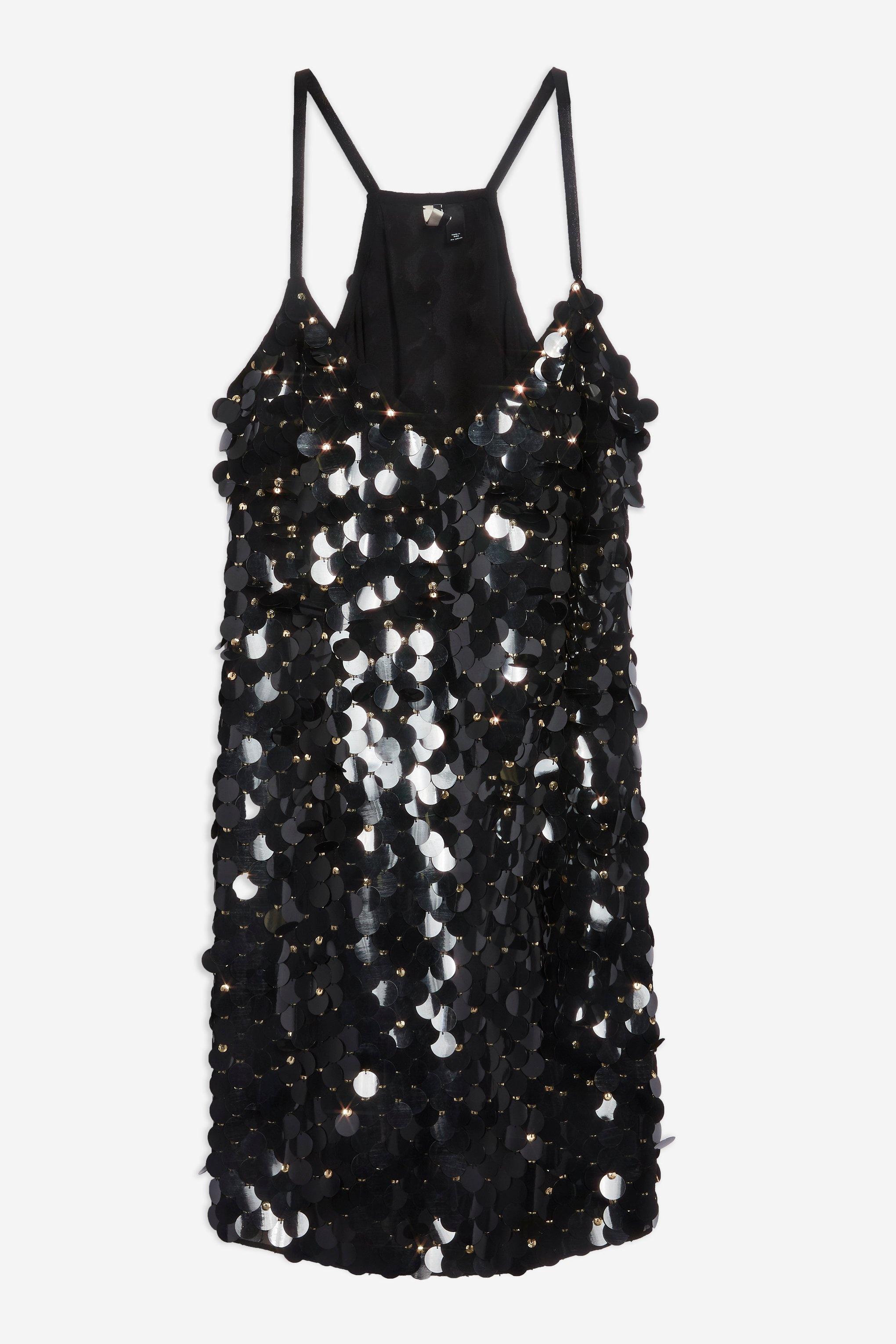 disc sequin slip dress