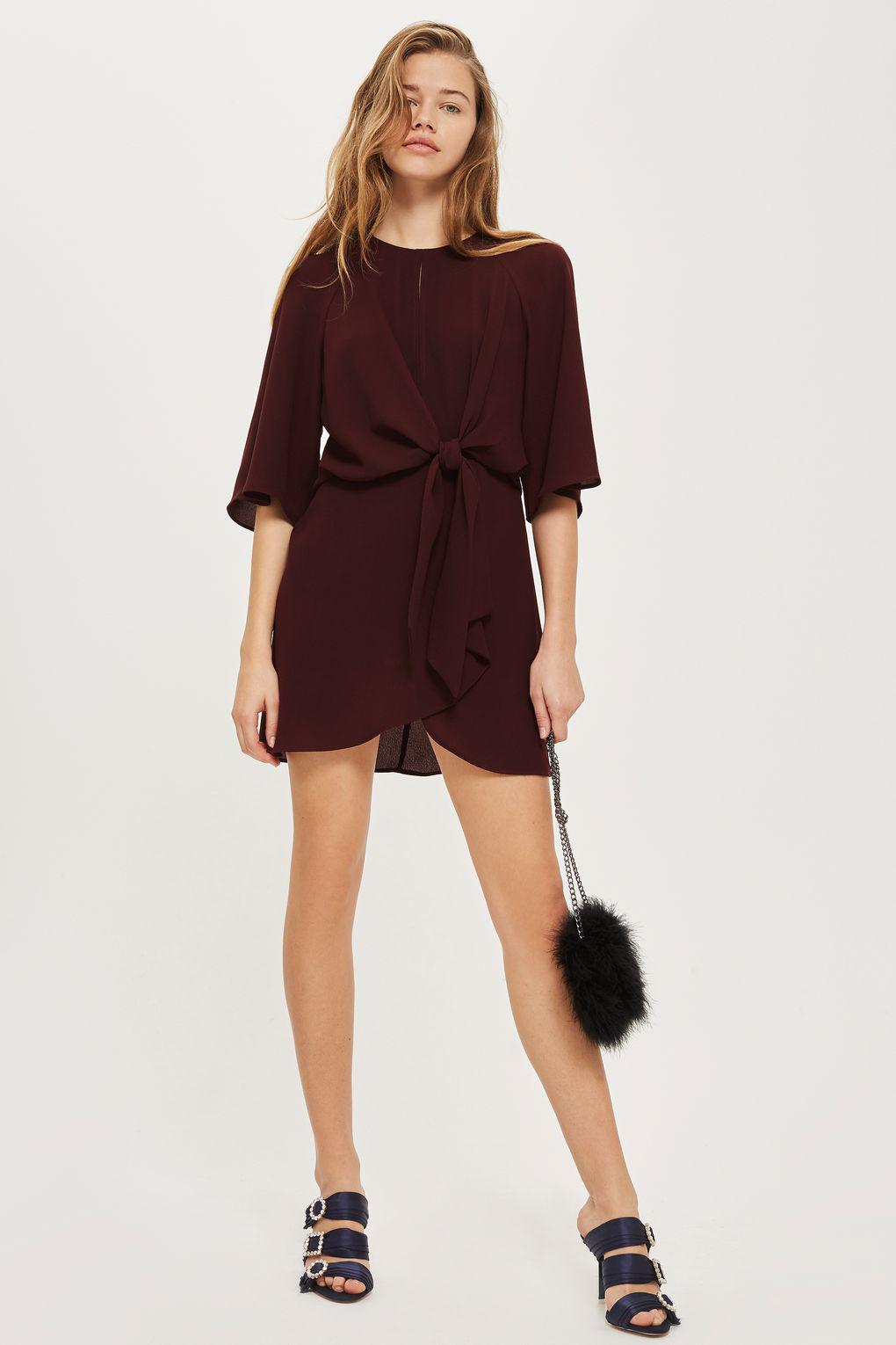 knot front mini dress