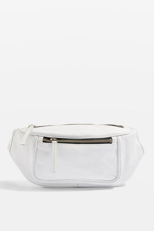 white leather bum bag