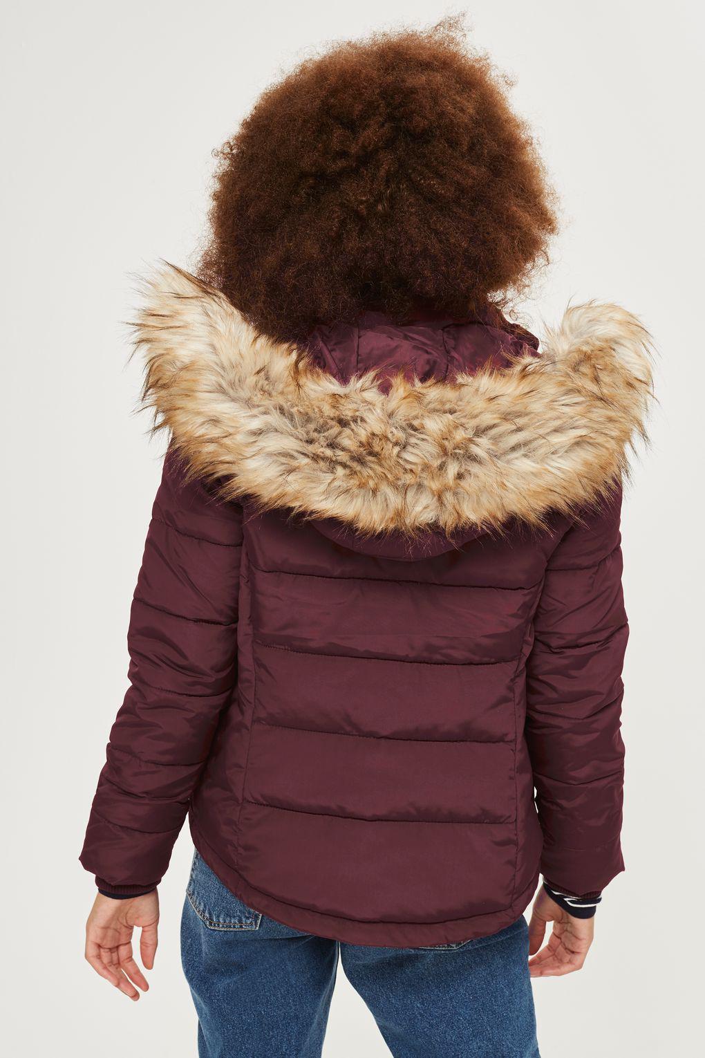 TOPSHOP Quilted Puffer Jacket in Purple - Lyst