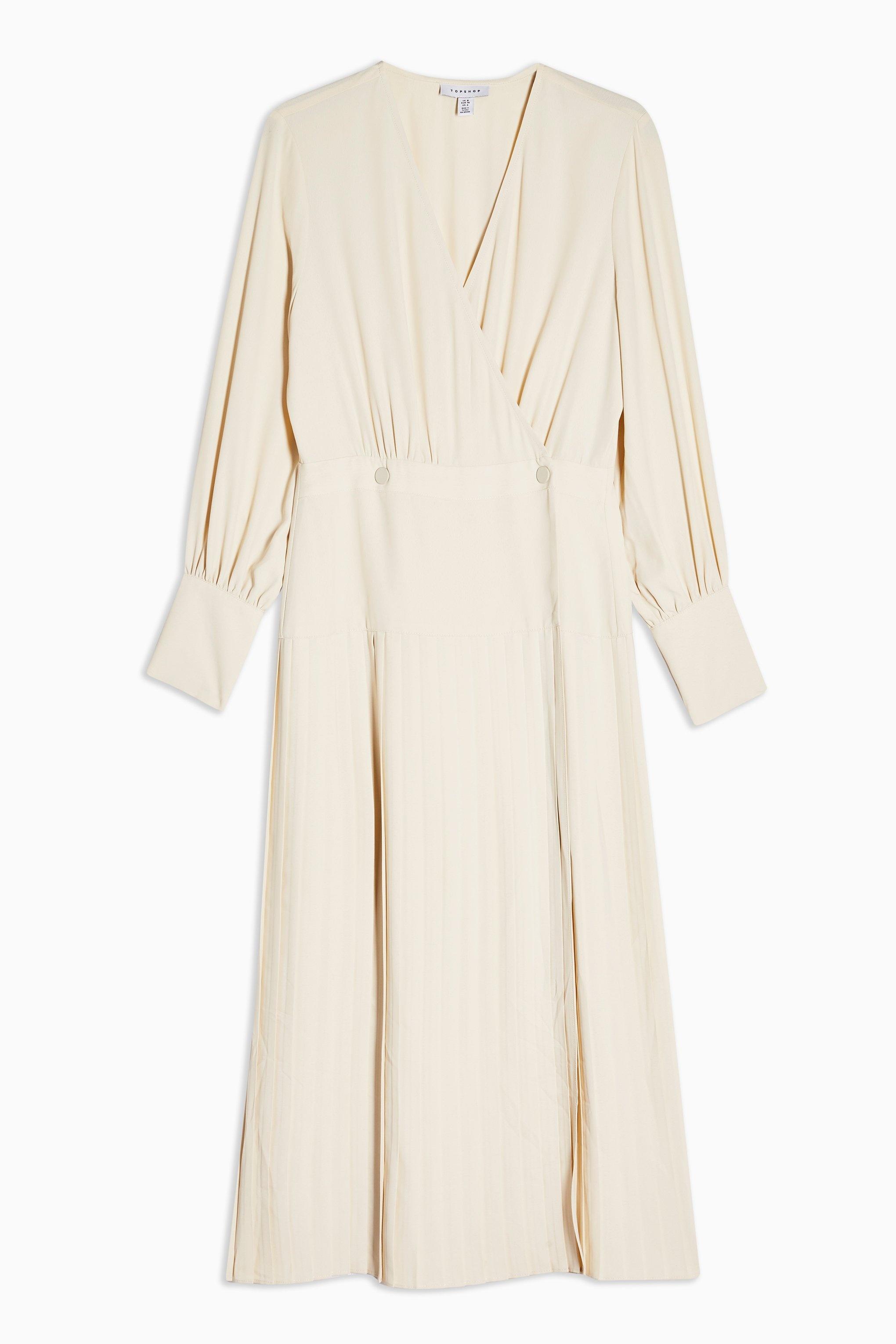 cream midi wrap dress