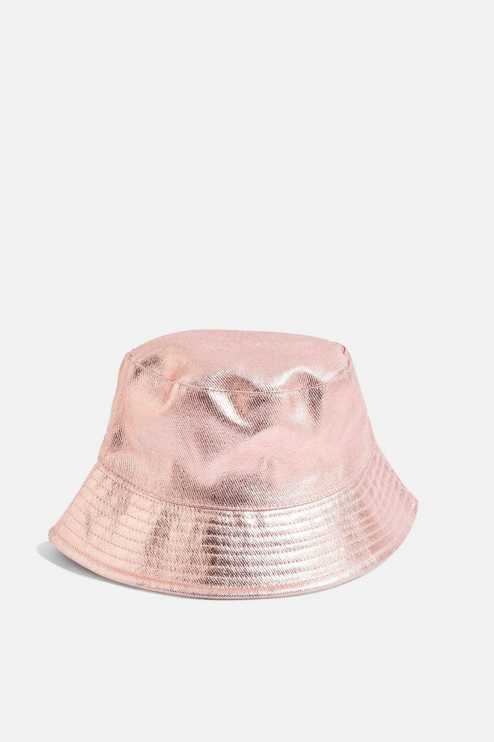 metallic bucket hat