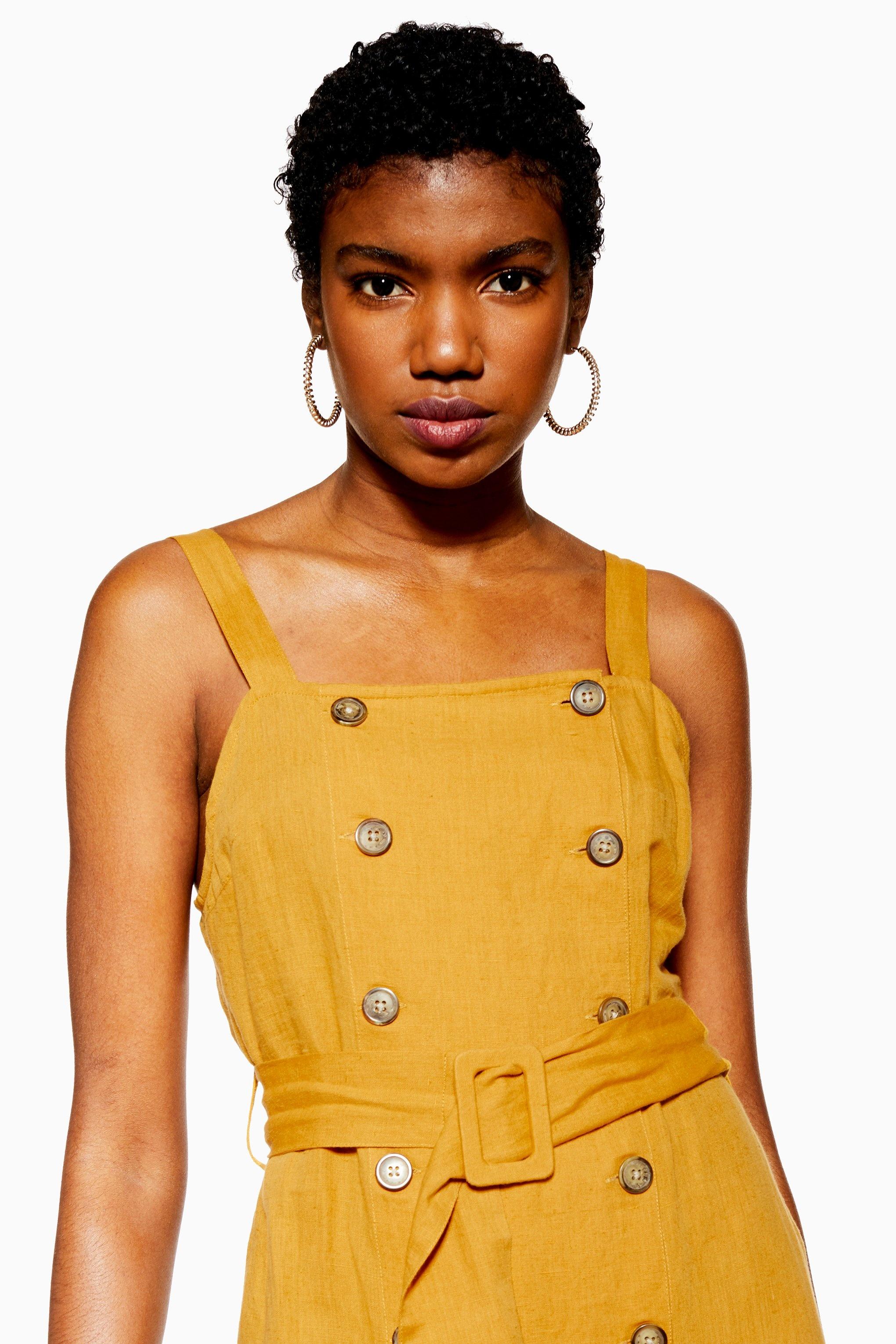 belted pinafore dress