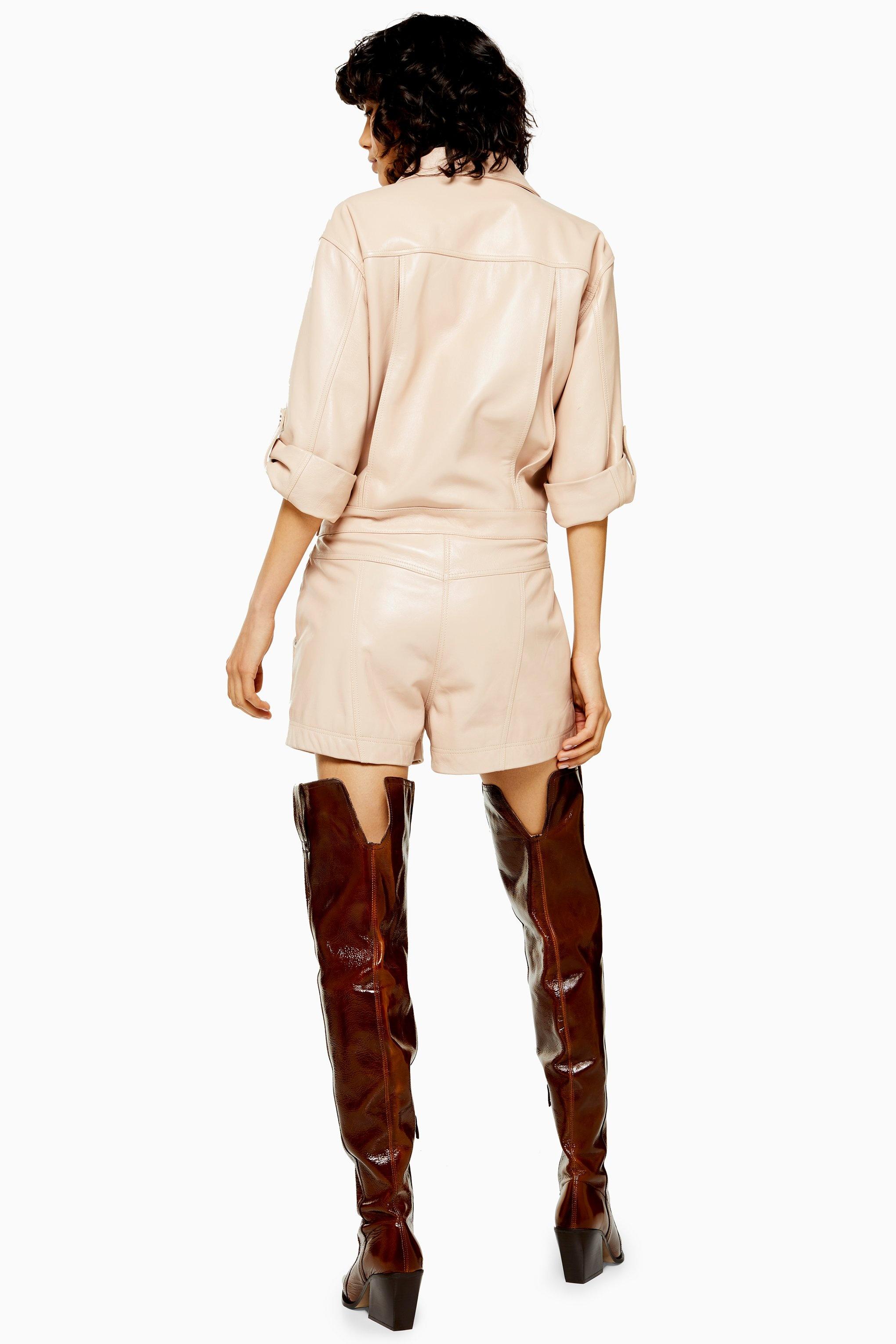 leather playsuit topshop