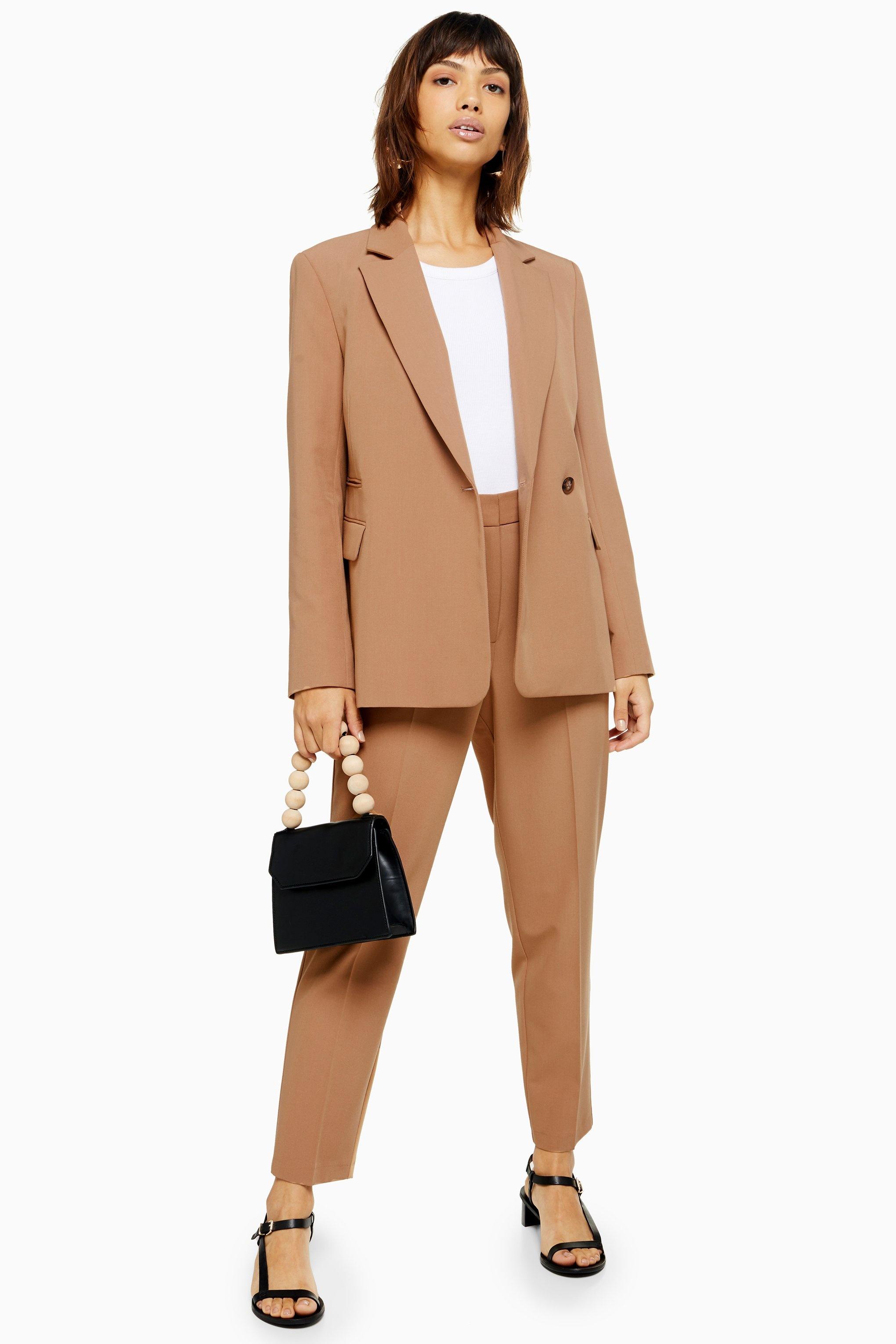 TOPSHOP Synthetic Double Breasted Blazer in Camel (Natural) - Lyst