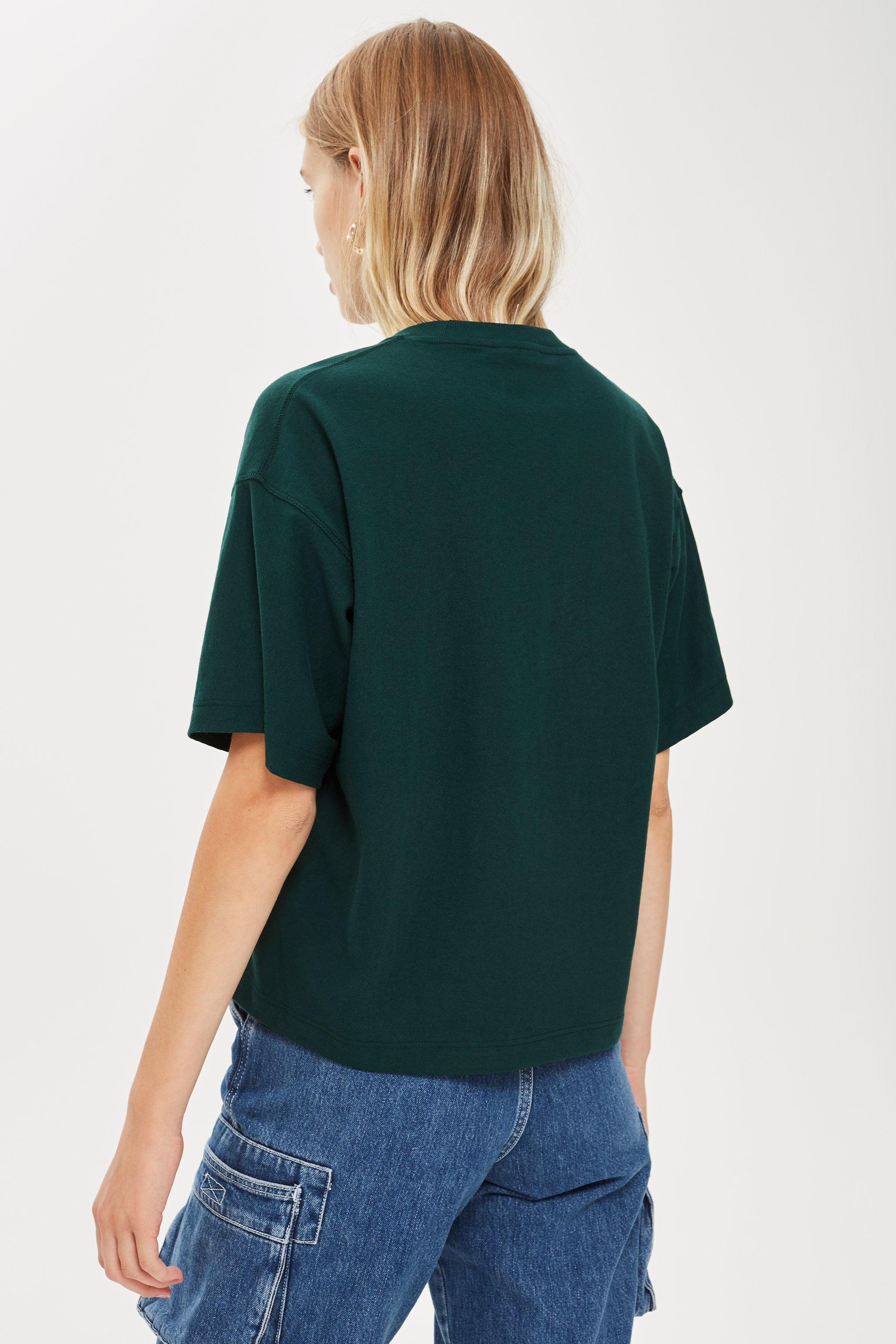 TOPSHOP Denim Oversized Boxy T-shirt in Green - Lyst