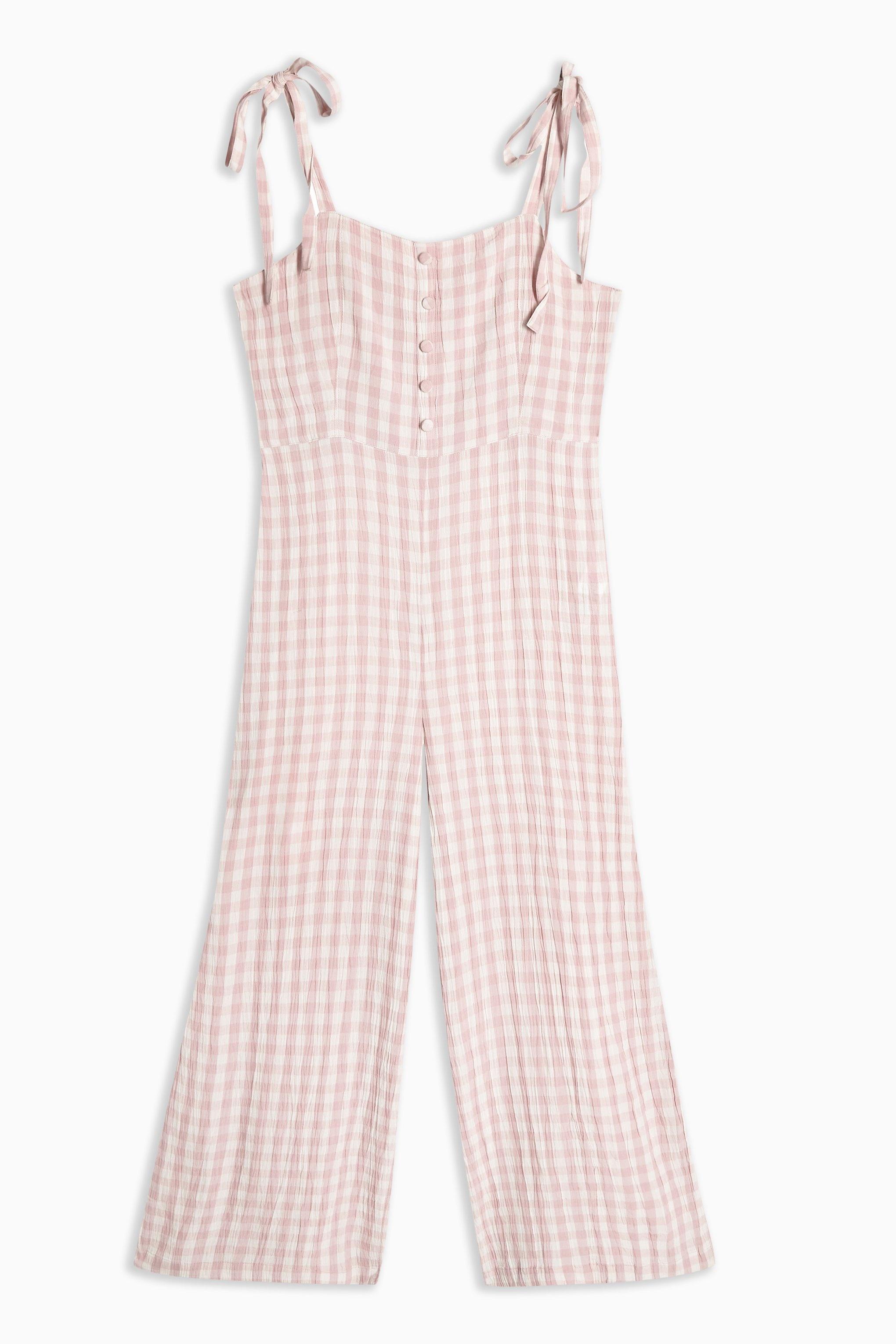 pink gingham jumpsuit