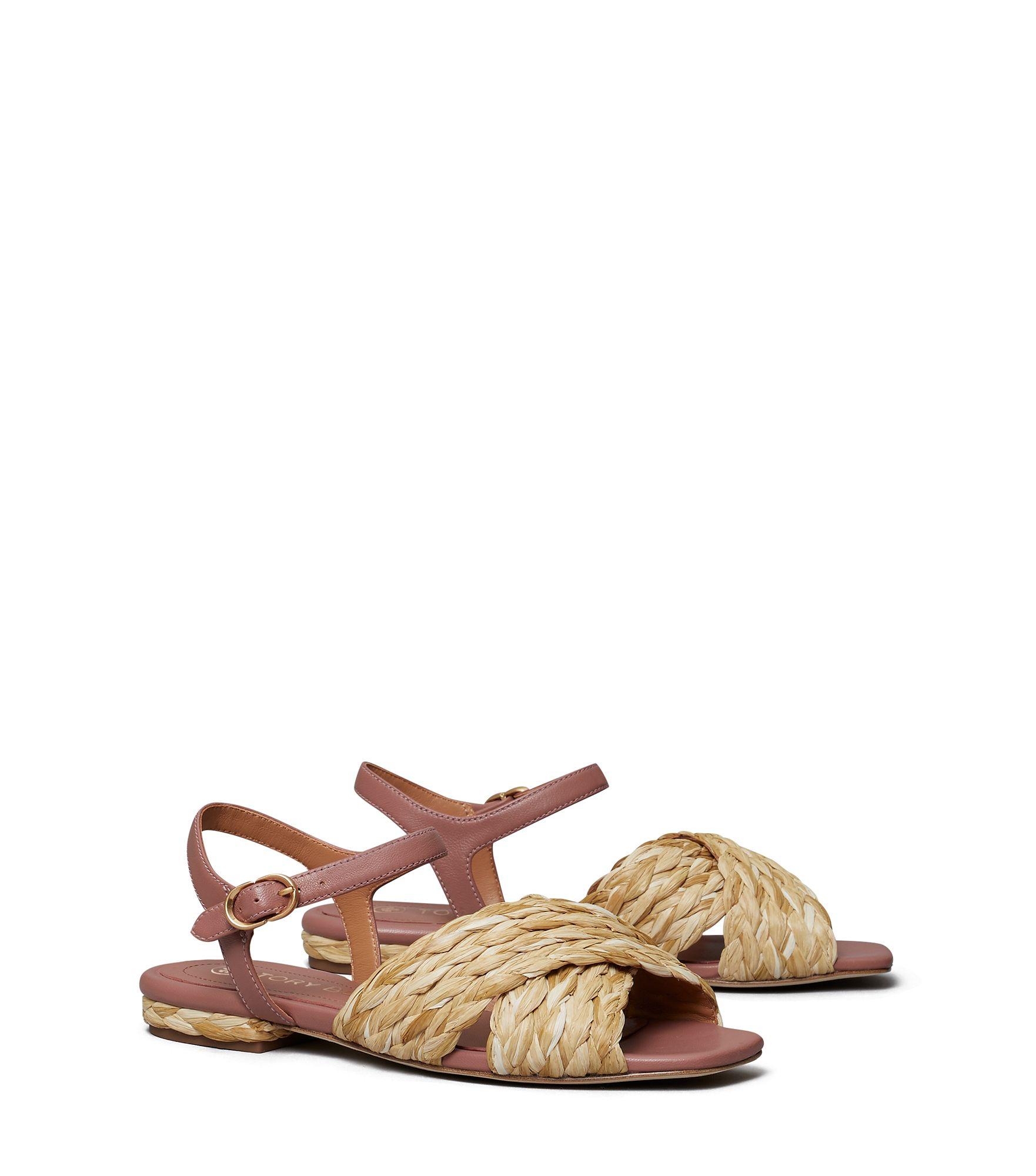Tory Burch Kira Quilted Raffia Ankle-strap Sandal | Lyst