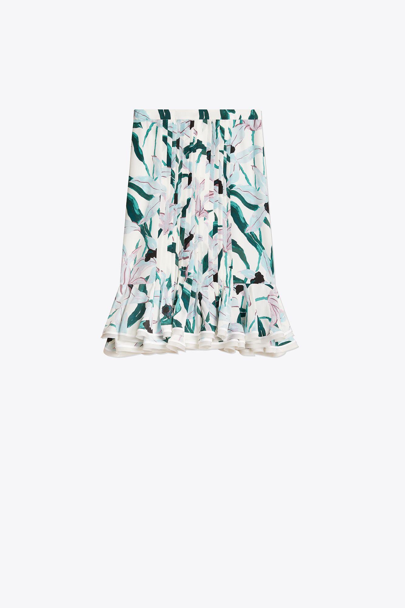 Tory Burch Silk Printed Ruffle Skirt - Lyst