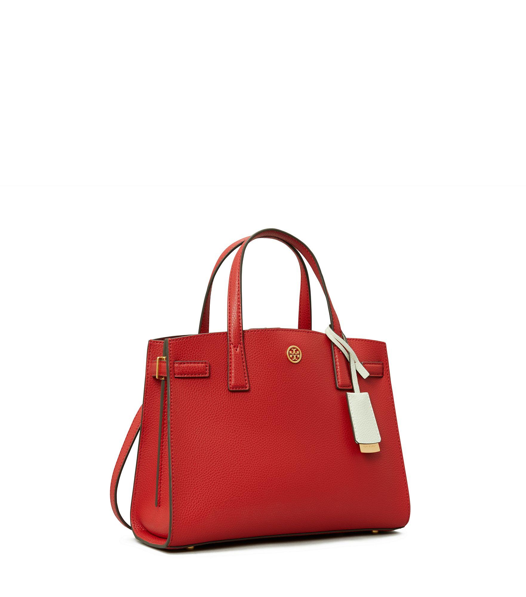 TORY BURCH: Walker handbag in grained leather - Red