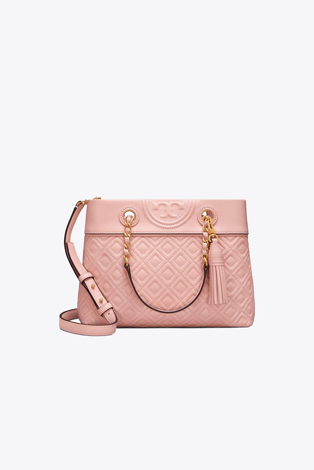 Tory burch fleming clearance small tote shell pink