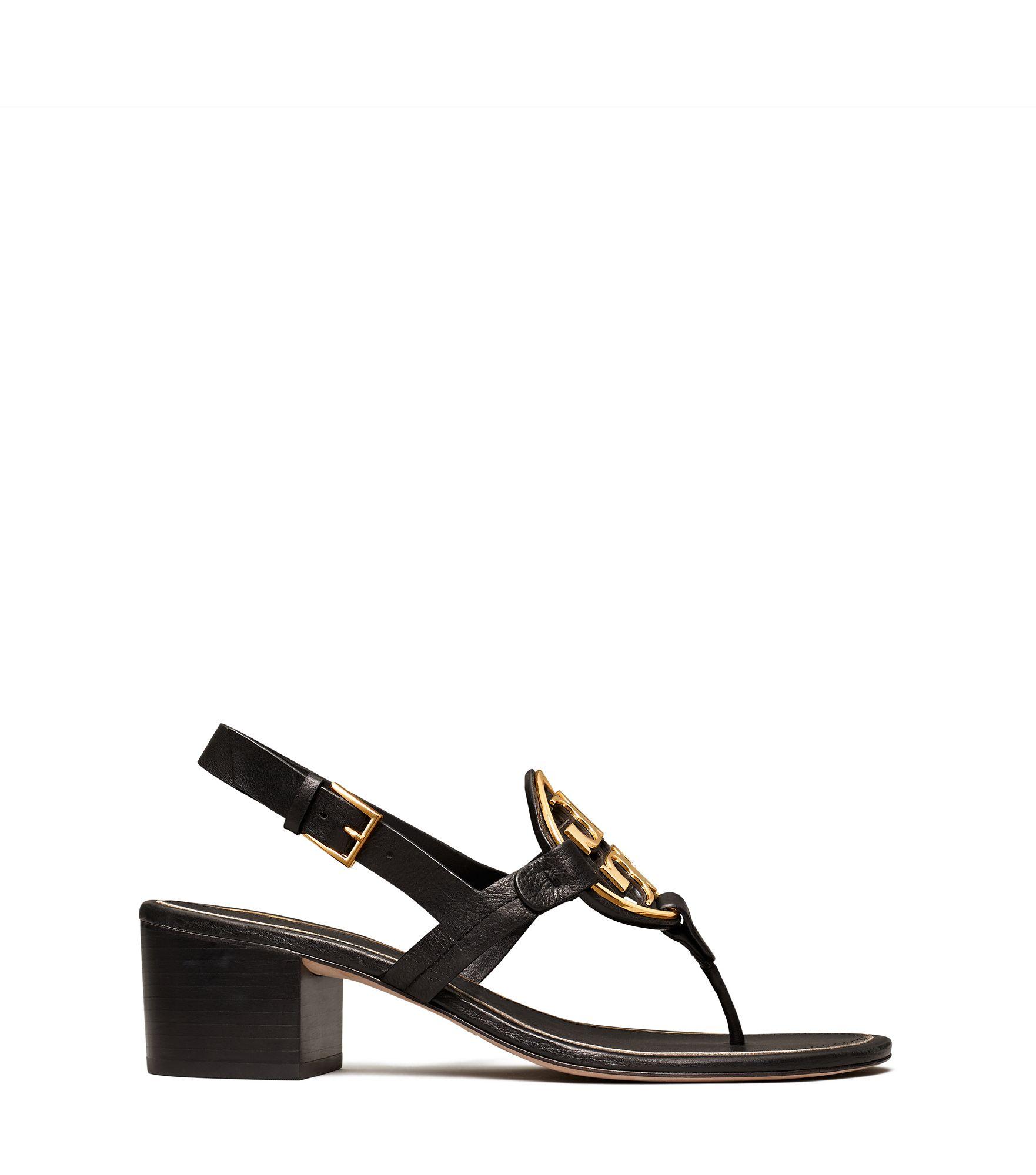 Tory Burch Miller Metal Medallion Sandals in Black | Lyst