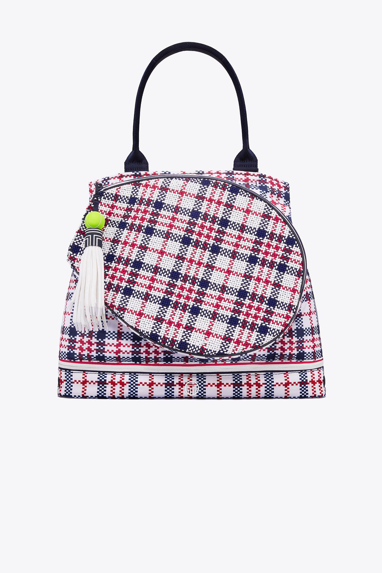 tory burch plaid tote