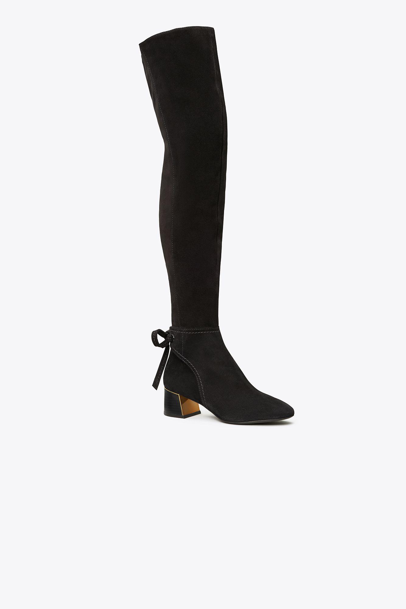 Tory Burch Suede Gigi Overtheknee Ankletie Boot in Black Save 30