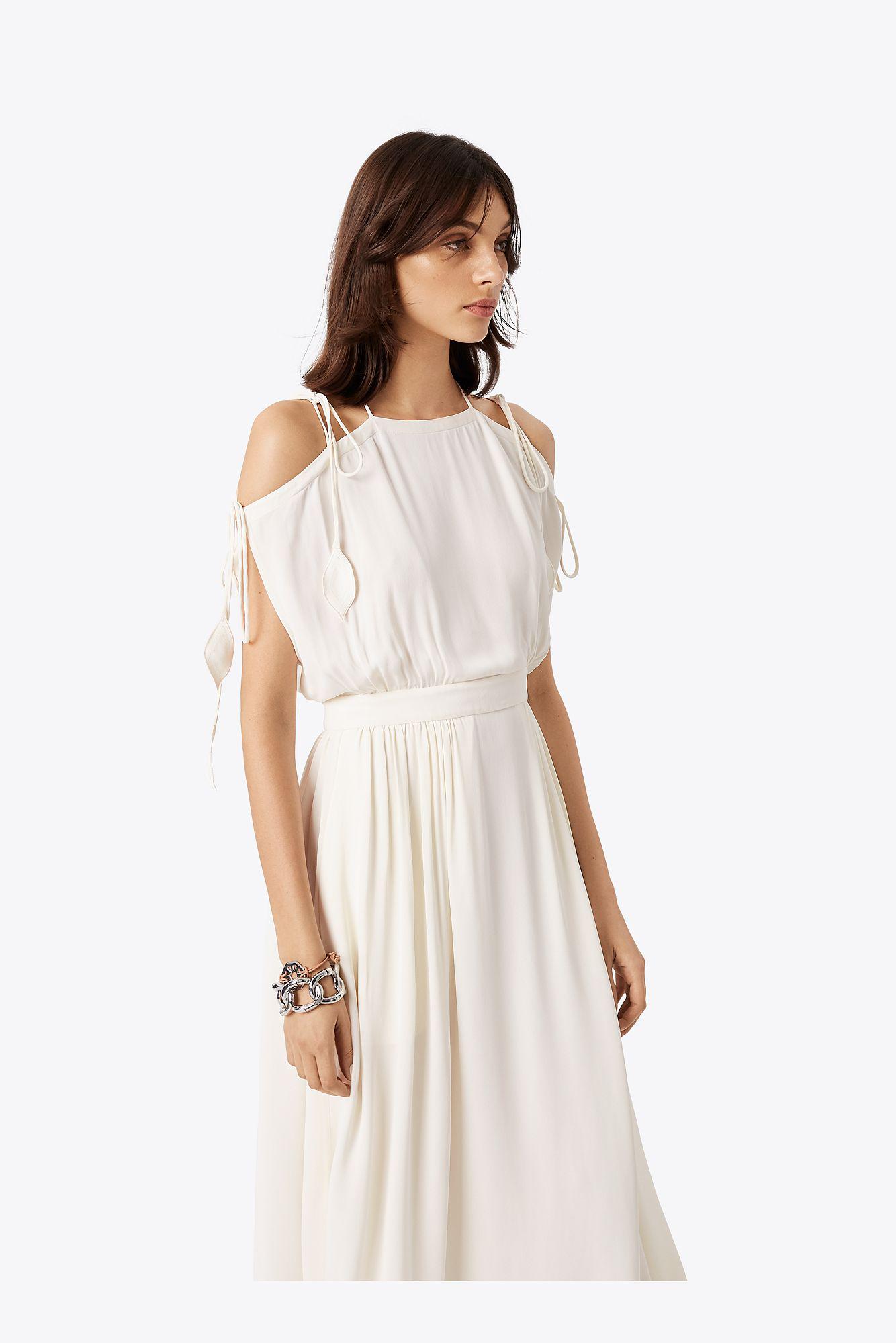 Tory Burch Synthetic Evalene Tieshoulder Dress in White