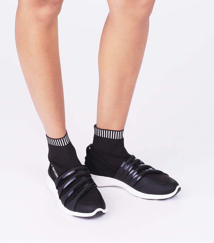 Tory Sport Banner Performance Sock Sneaker (perfect Black) Shoes | Lyst