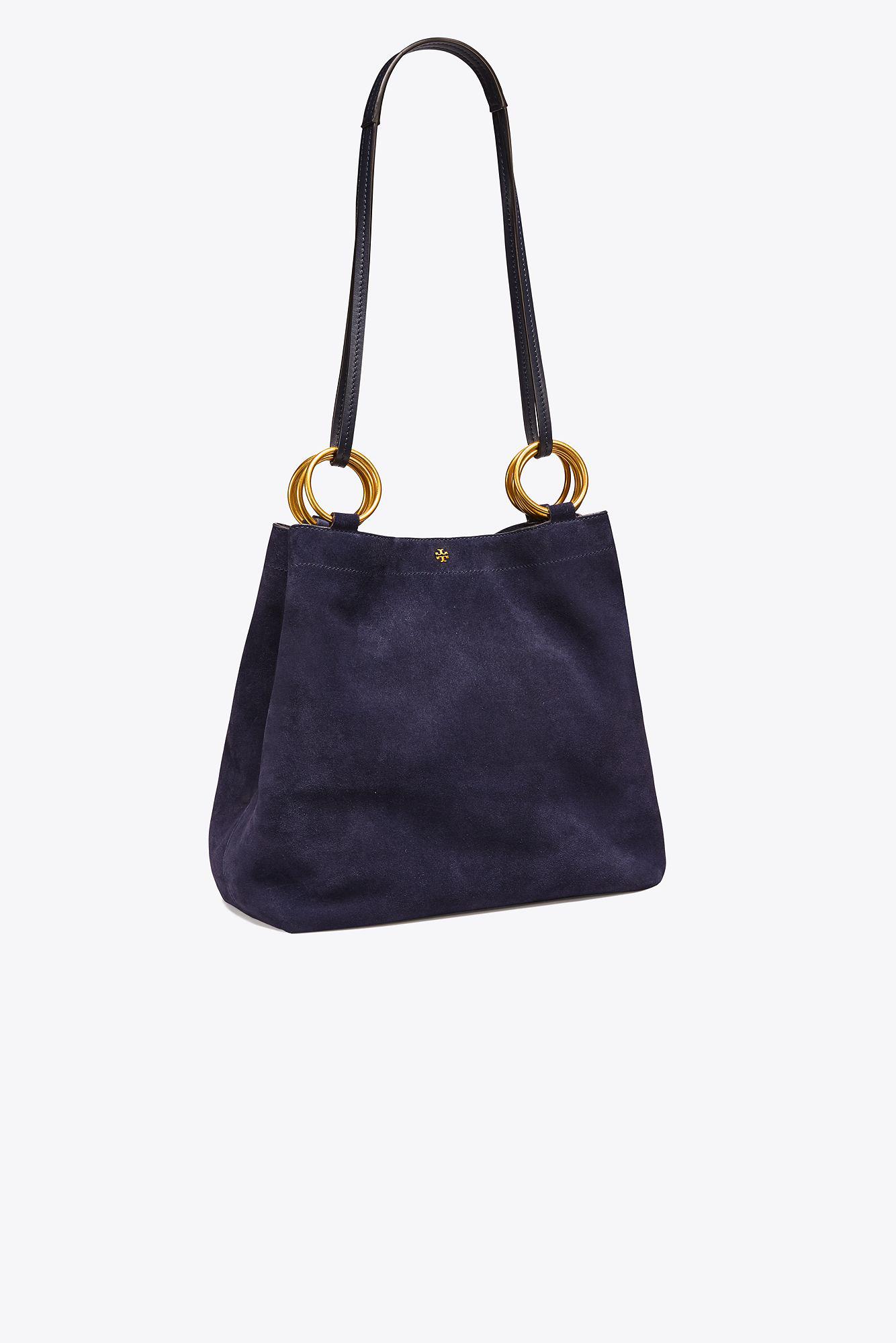 tory burch blue suede bag