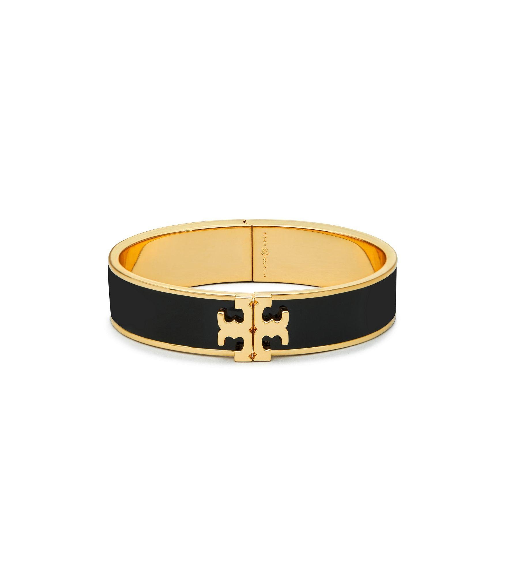 Tory Burch Hinged Logo Enamel Bangle Bracelet in Metallic Save 50 Lyst