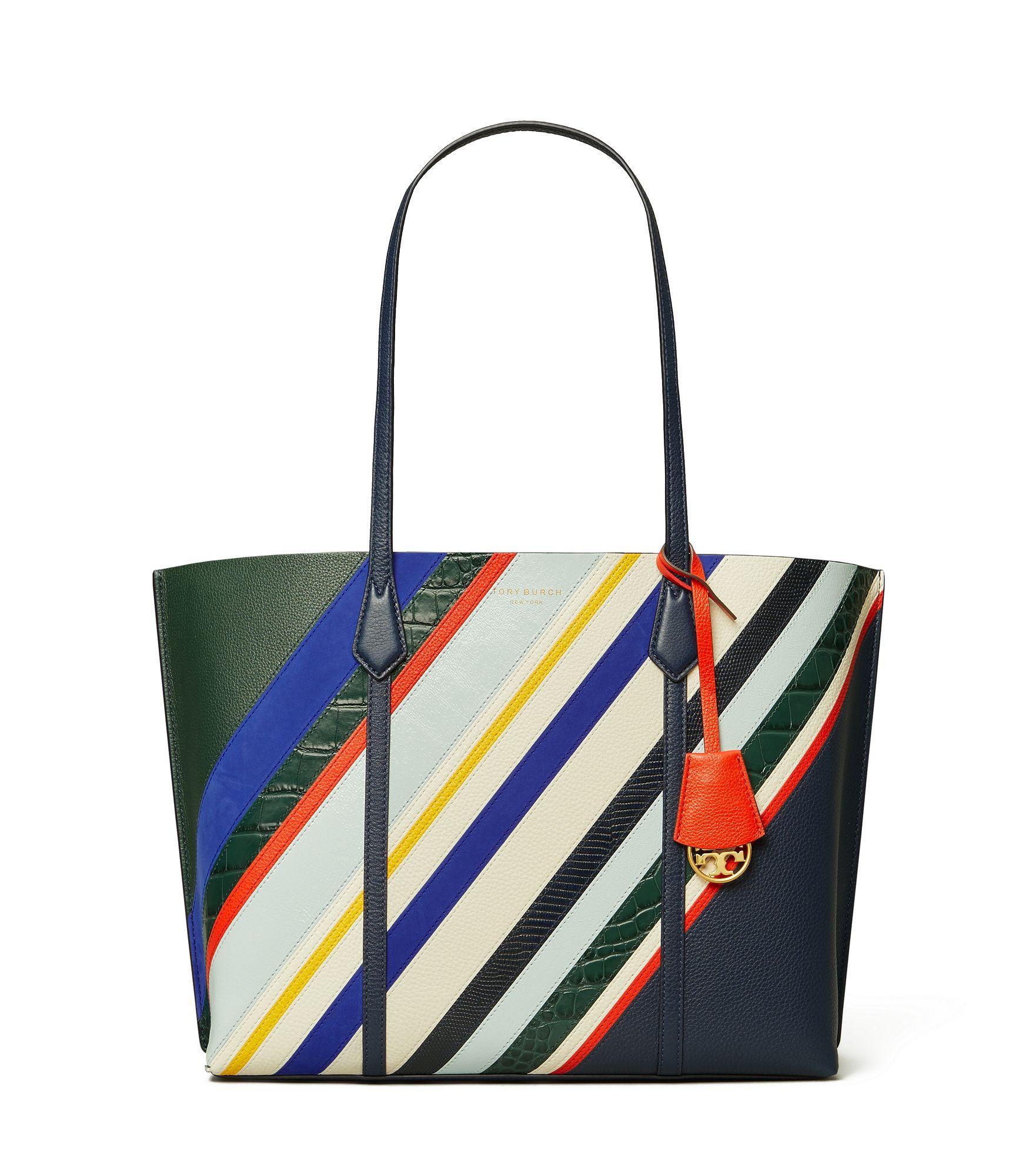Tory Burch Perry Balloon Stripe Triple-compartment Tote in Blue | Lyst