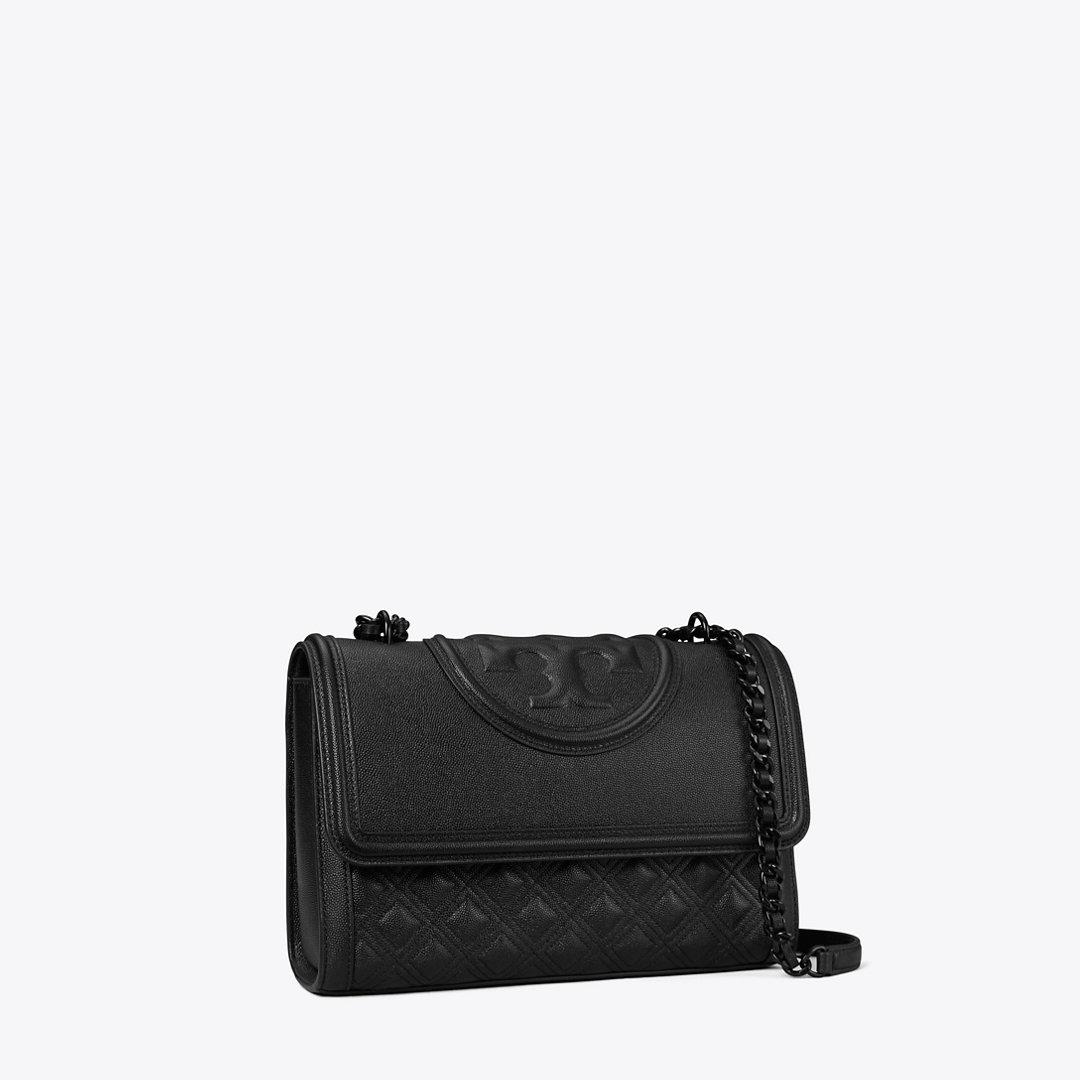 Tory Burch Fleming Polished grain Convertible Shoulder Bag in Black Lyst