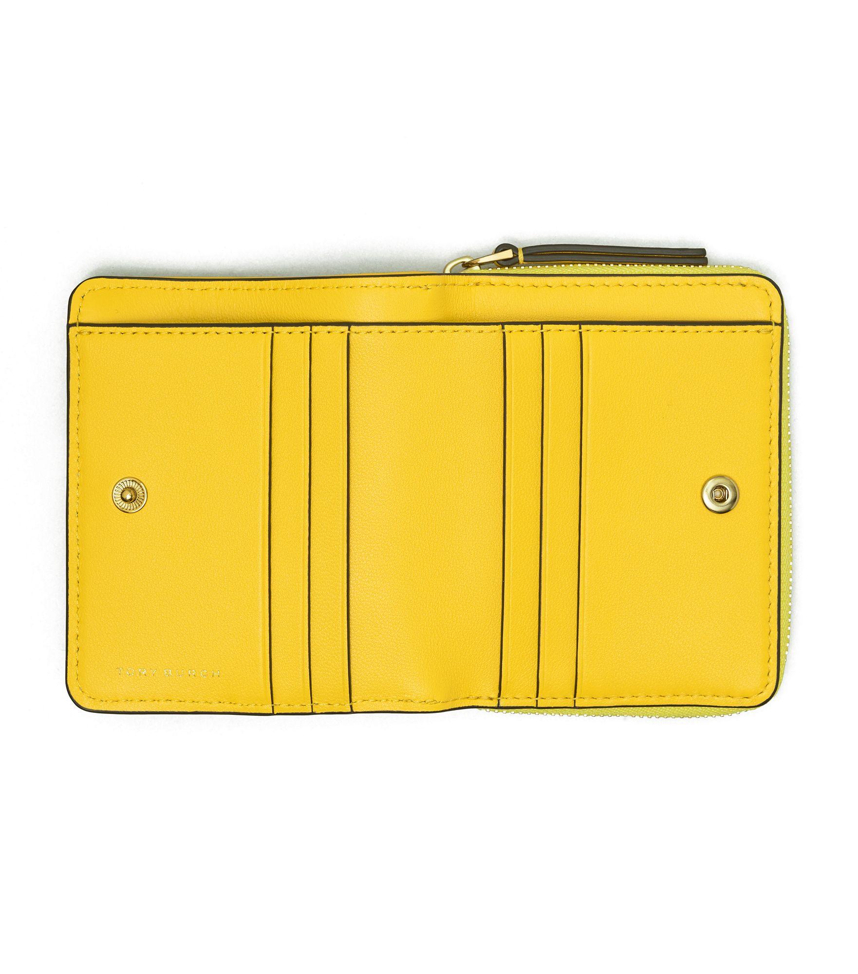 Tory Burch Leather Kira Zipped Wallet in Yellow | Lyst