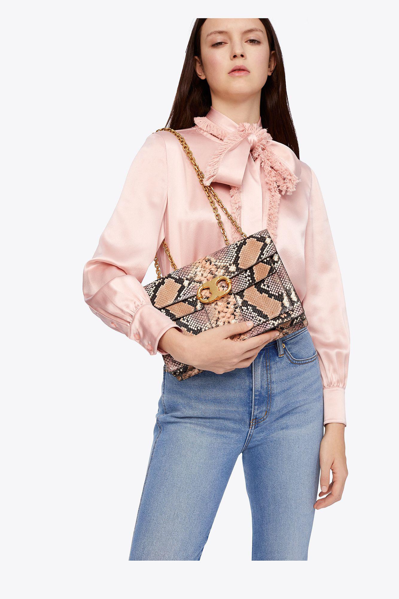 gemini link embossed medium shoulder bag