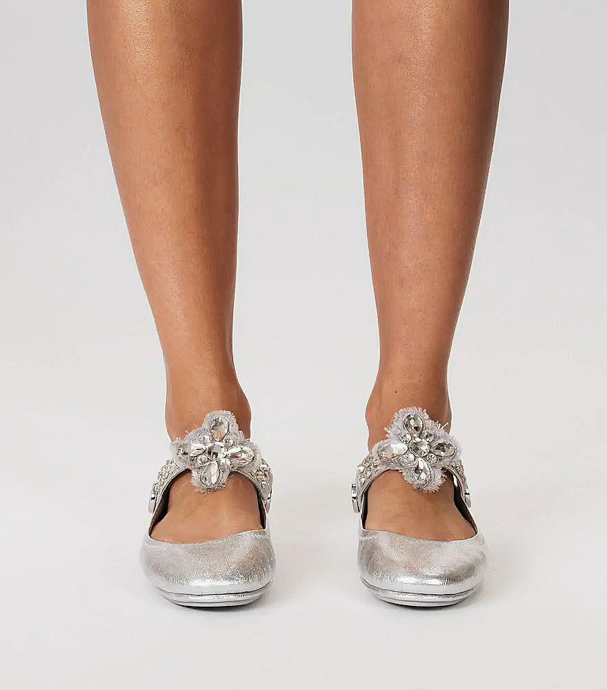 Tory Burch Leather Minnie Embellished Two Way Ballet | 043 | Ballets in Metallic - Lyst