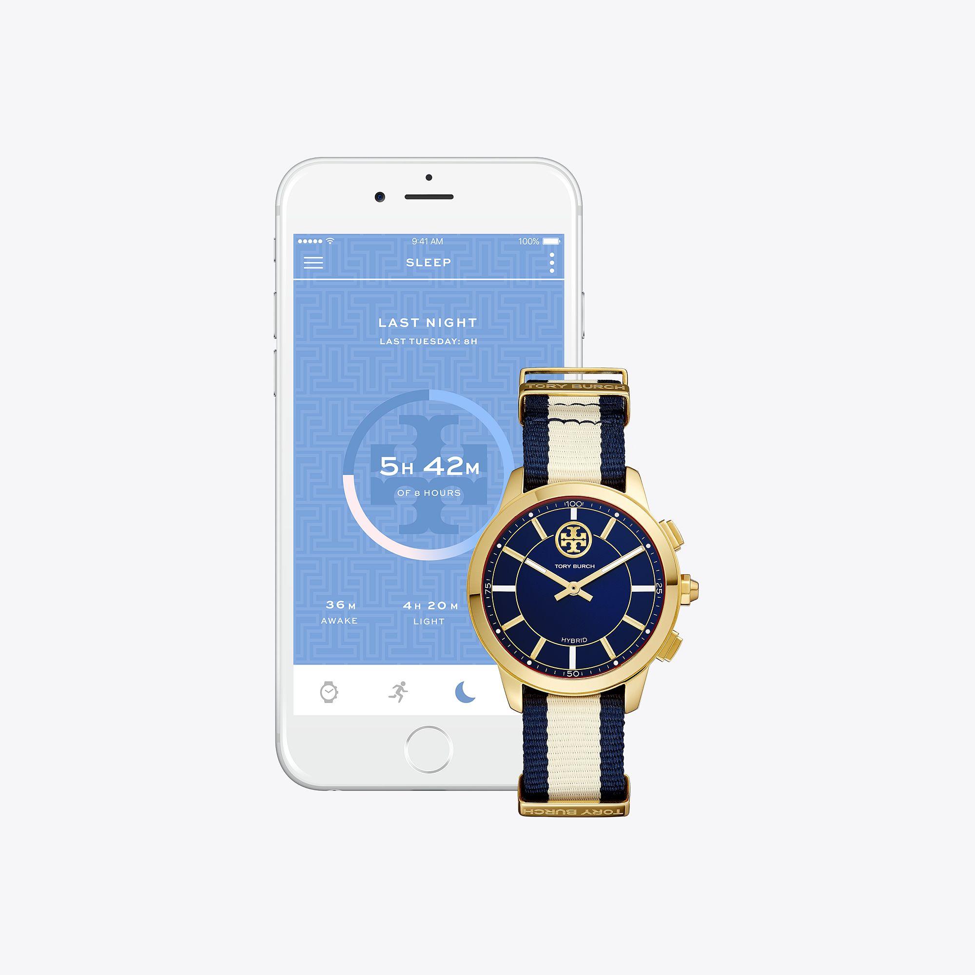 Tory Burch Collins Hybrid Smartwatch, Navy/ivory/gold-tone, 38 Mm | Lyst  Canada