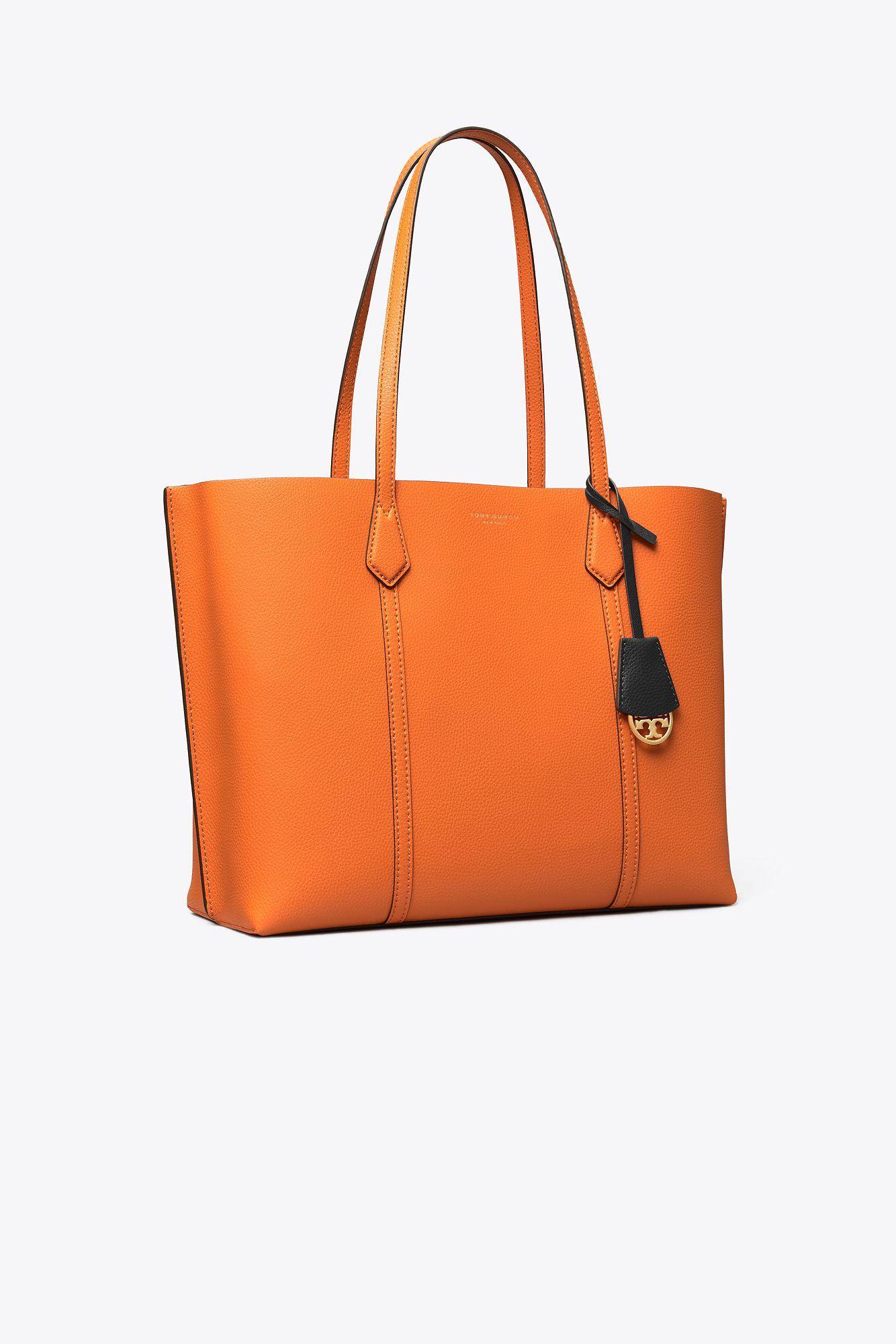 Tory Burch Perry Leather Tote Bag in Orange