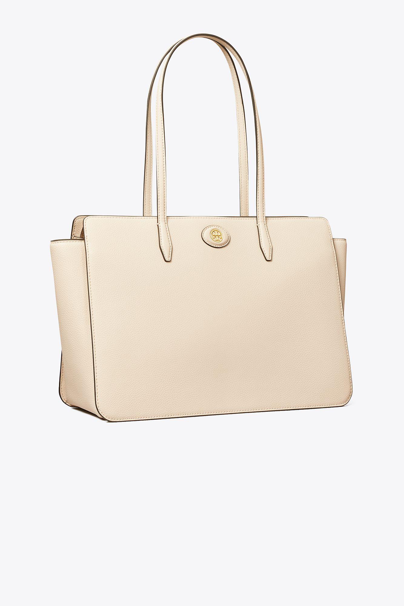 Tory Burch Robinson Pebbled Tote in Natural | Lyst